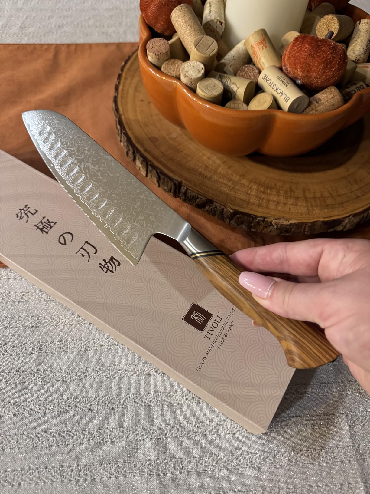 TIVOLI Damascus Kitchen Knife Set, 3 PCS Japanese Chef Knife Set | Japanese VG10 steel, Honbazuke Sharpening Method, Ergonomic Olive Wood Handle, Gift Box, for Meat, Vegetables & Daily Cooking customer photo 2
