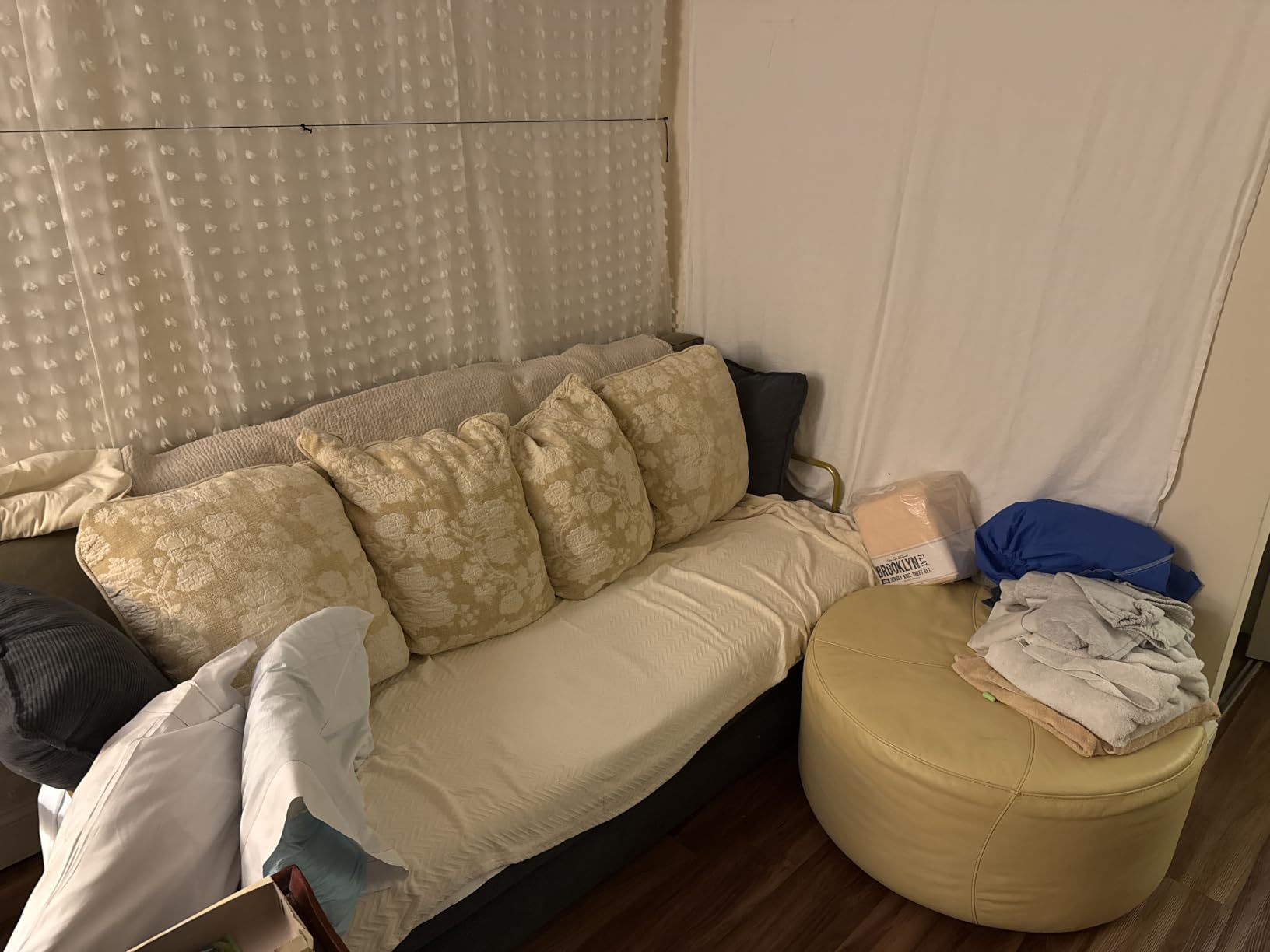4-in-1 Folding Convertible Sofa Bed, 78 Inch Boneless Couch with Fixed-Shape Frame, Corduroy Loveseat Sleeper with Pull Out Bed, Floor Sofa Modular Futon Couch for Living Room Bedroom Lounge (Beige) customer photo 1
