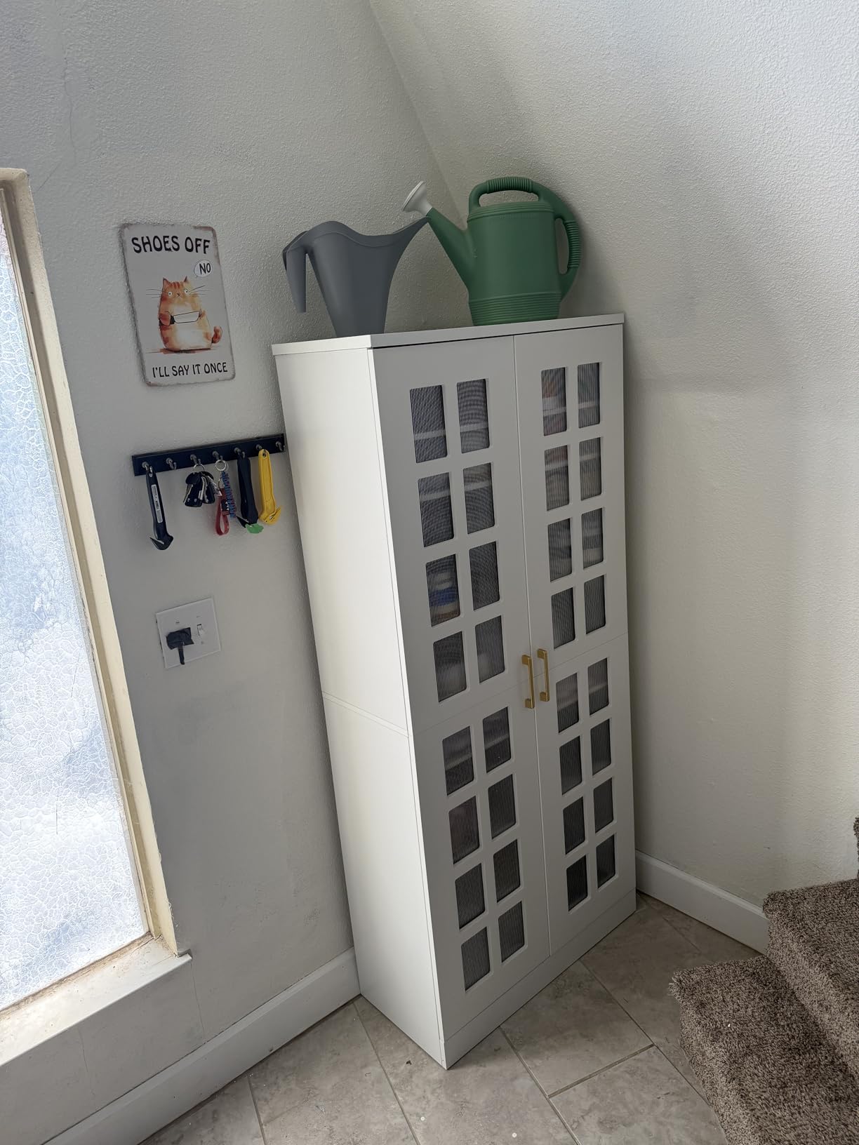 Tribesigns Tall Shoe Cabinet with Doors, 8-Tier Modern Shoe Storage Cabinet | Shoe Rack Cabinet with Adjustable Shelves, Stable and Sturdy, Tall Shoe Organizer for Entryway, Hallway, Closet, White customer photo 1