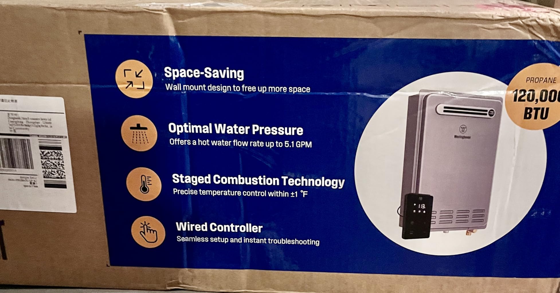 Westinghouse Tankless Water Heater Gas Indoor, 7.9 GPM 180,000 BTU | Whole House Natural Gas Heater, Smart WiFi App Control, ±1°F Temperature Stability, Non-Condensing for 3-5 Fixtures customer photo 2
