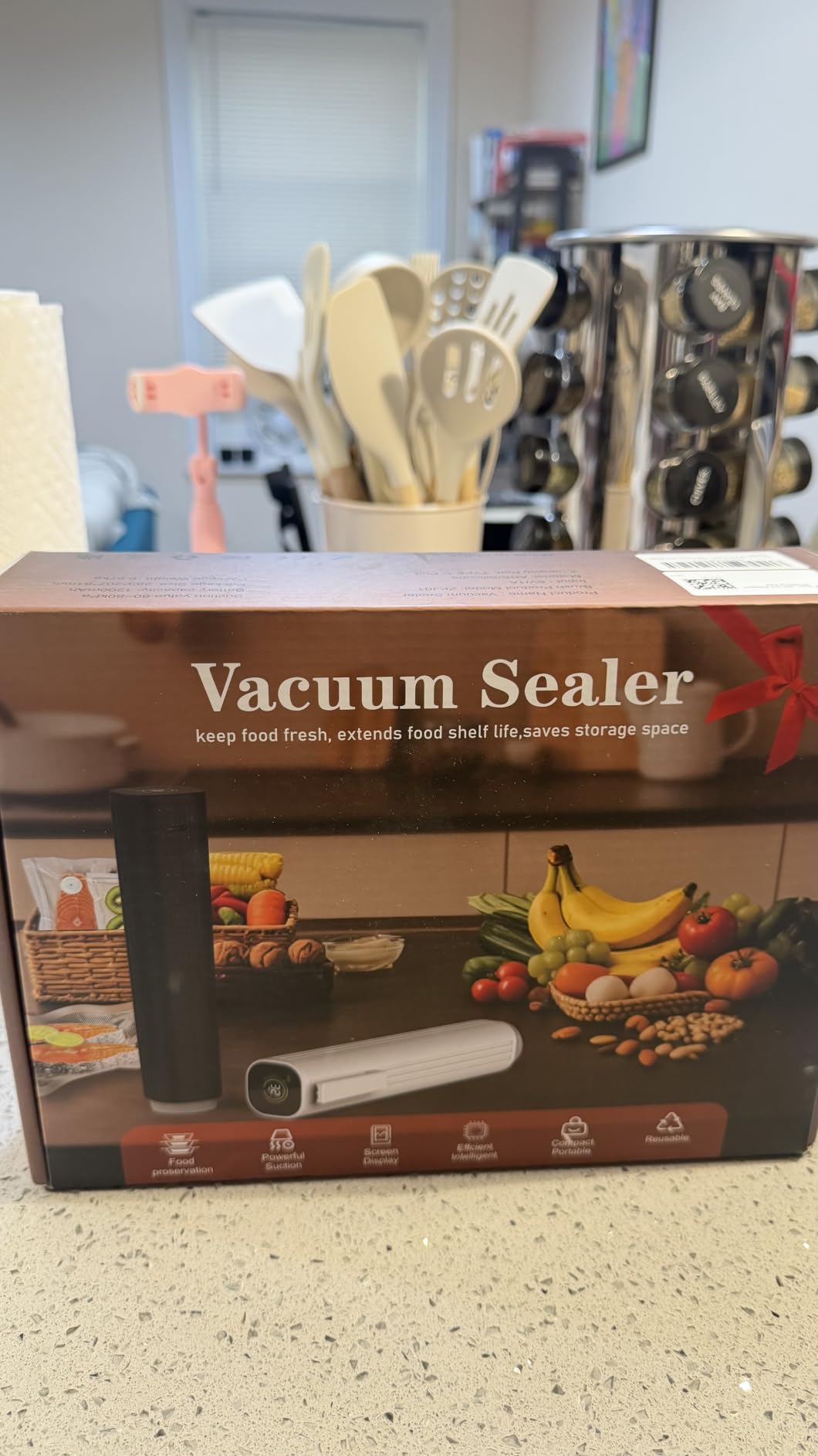 Compact Vacuum Sealer for Food (Vacuum Sealer Machine + 30 Reusable Vacuum Bags) Powerful Handheld Vacuum Sealer Machine, Featuring LED Pressure Display, Portable Food Sealer customer photo 2