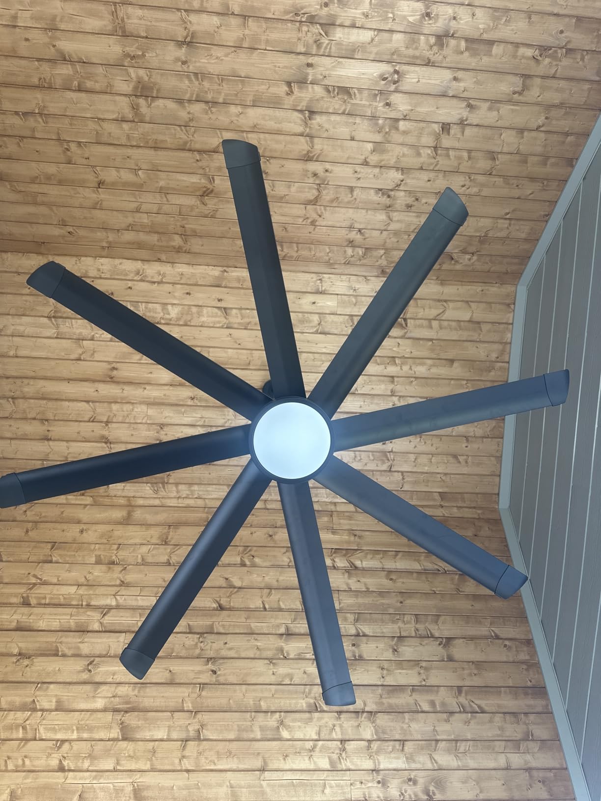ZMISHIBO 84 Inch Ceiling Fans with Lights, 8 Aluminum Reversible Blades | Industrial-Grade, Quiet DC Motor, 3CCT, Damp Rated, 6 Adjustable Speeds, Remote Control, Living Room, Garage, Shop, Gazebo customer photo 2