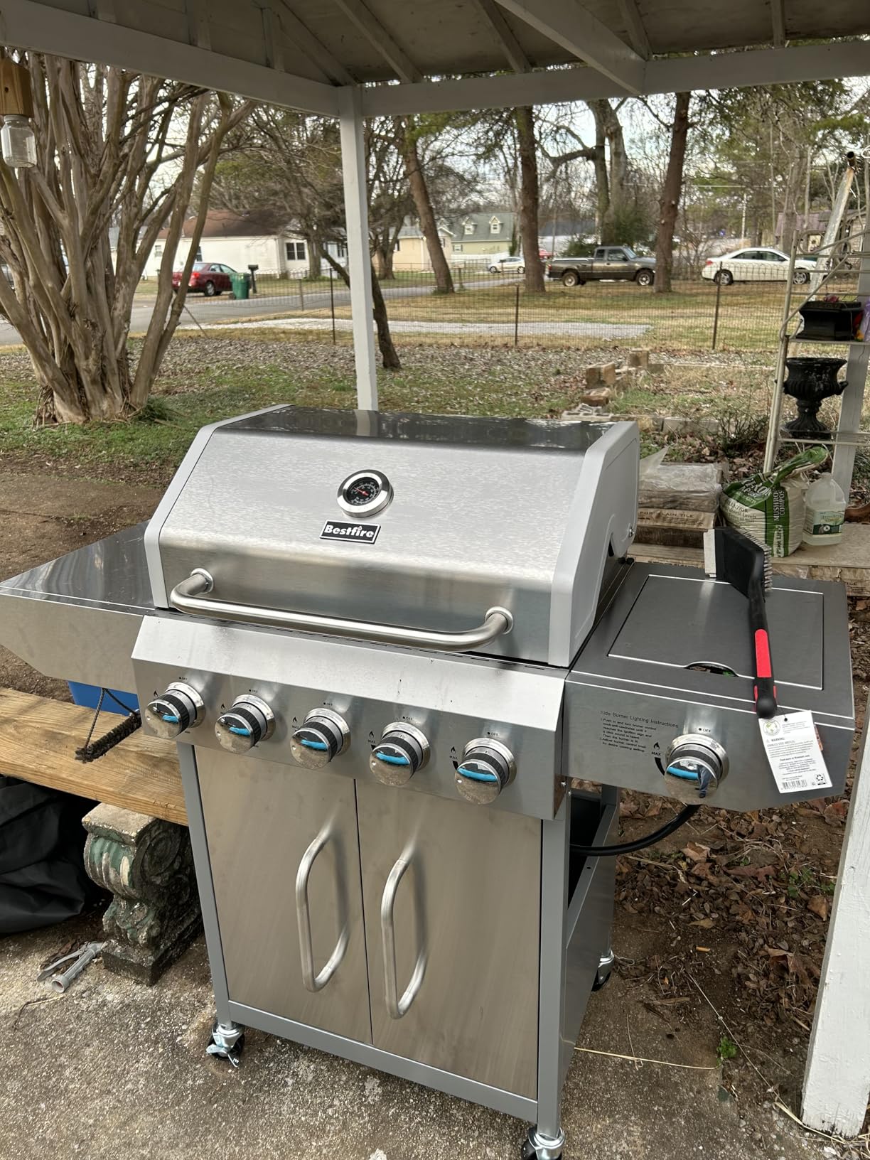 Bestfire 68,000 BTU 5 Burner Propane Gas Grill with Side Burner - Professional-Grade Stainless Steel Outdoor BBQ Grill - 647 sq in Cooking Space & Porcelain Cast Iron Grates - Patio Cart Design for Backyard customer photo 2