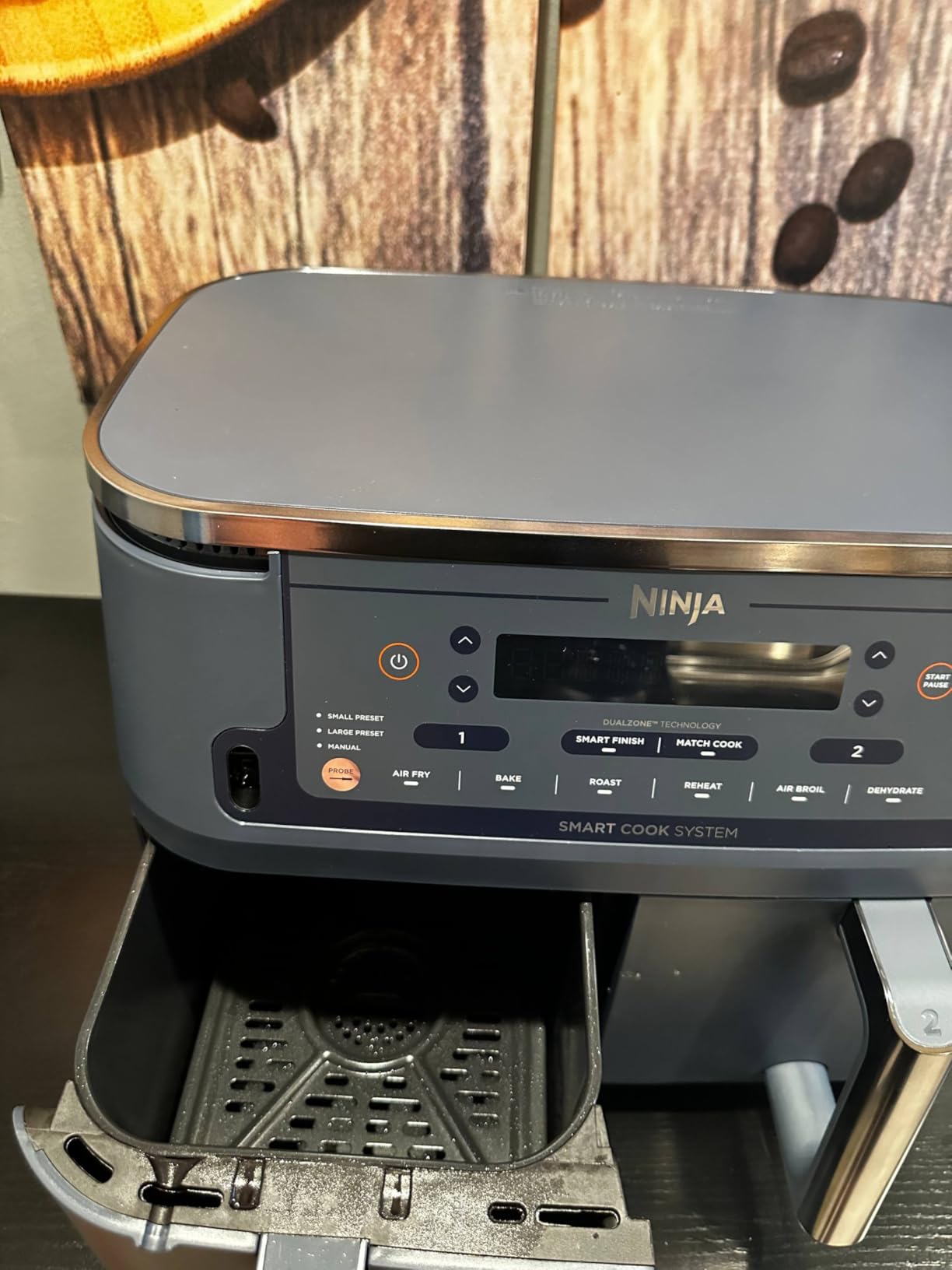 Ninja Foodi Air Fryer w/Smart Cook Thermometer | 6-in-1 Air Fry, Roast, Bake, Dehydrate | DualZone Match Cook & Smart Finish, 2 Independent Baskets | XL 10 Qt, Stainless Steel | Grey | DZ550GY customer photo 1