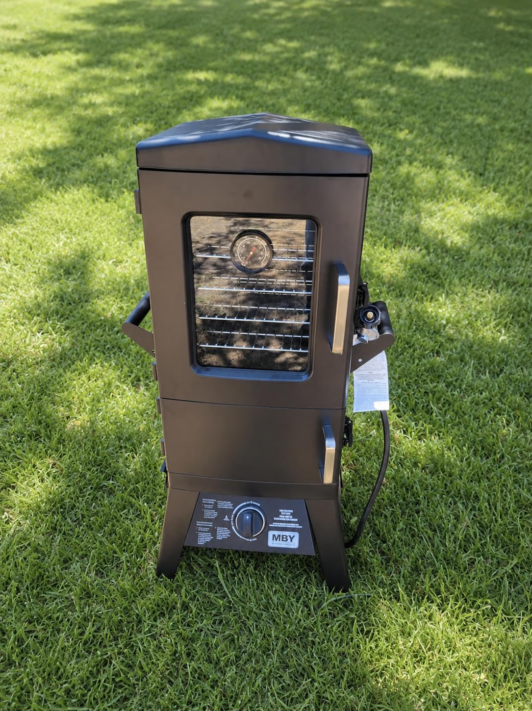 4-Rack Vertical Propane Smoker with Cover | 4 chrome-coated racks, adjustable heat control, propane powered, drip tray, weather-resistant cover, for meat, ribs and fish customer photo 2