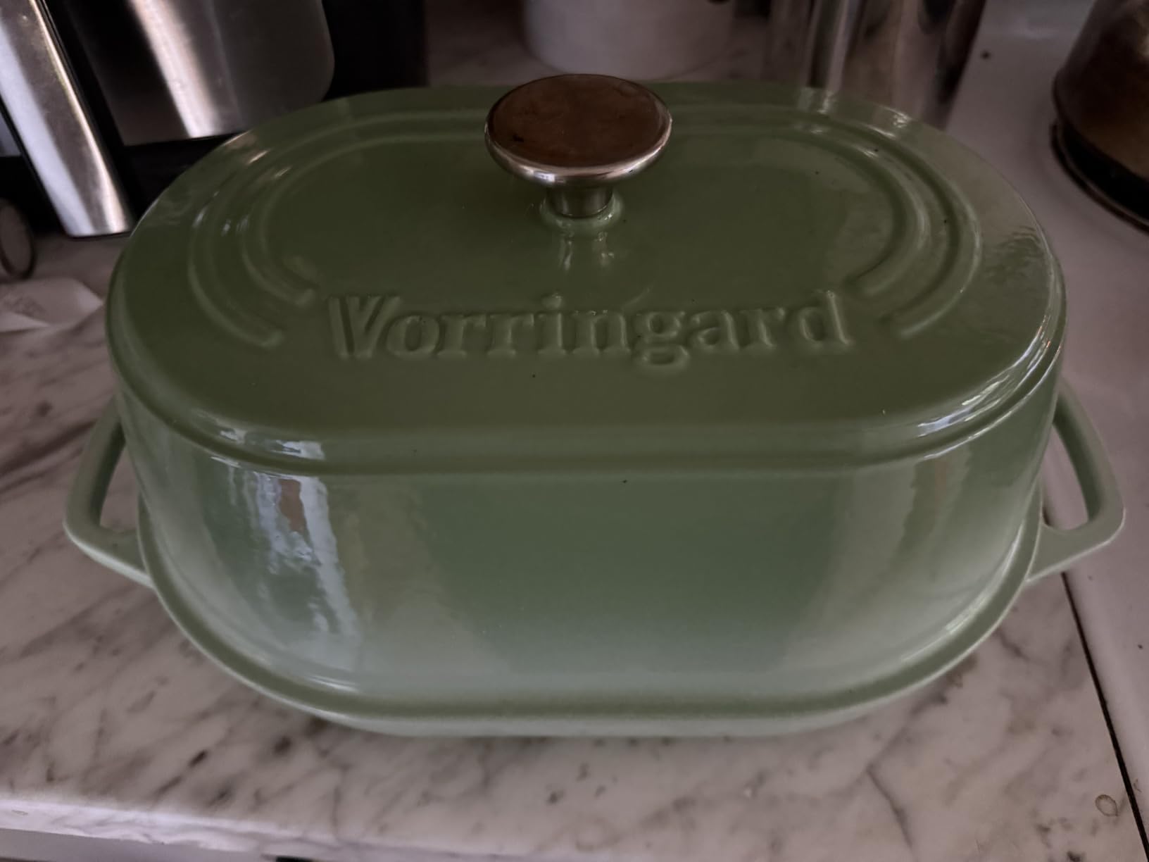 Enameled Cast Iron Dutch Oven Pot with Dome Lid, Oval Bread Oven for Homemade Sourdough Bread Baking, Oven Safe up to 500°F, 6 Quart, Latte customer photo 1