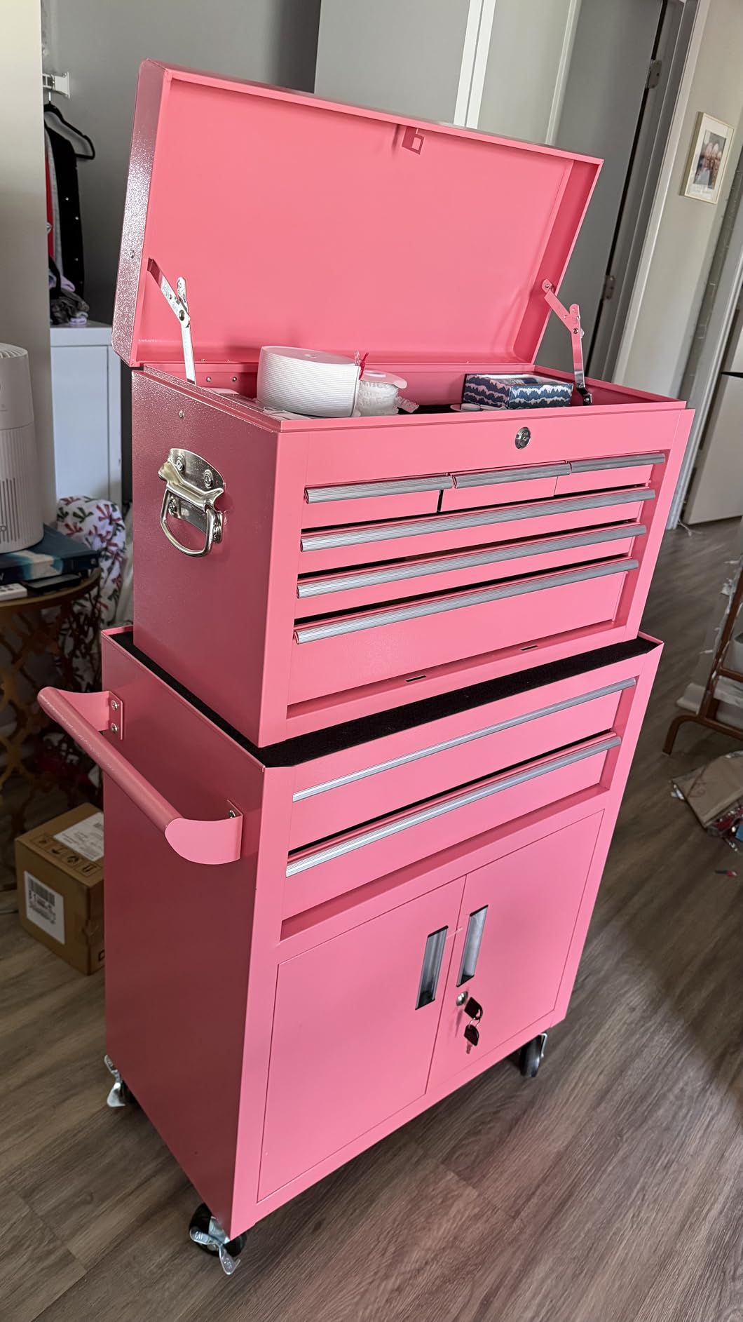 Crownland 8 Drawer Rolling Tool Chest with Wheels, Lockable 2 in 1 Detachable Tool Cabinet with Drawers and Black Liners customer photo 1