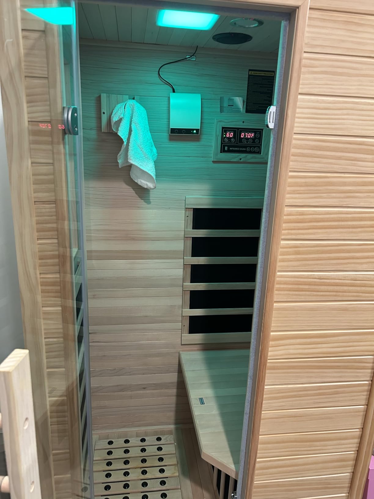 Far Infrared Sauna Room for Home Use - 1350W Natural Hemlock Indoor Personal Wooden Personal Dry Sauna with Rapid Heating, Perfect for Athletes, Busy Professionals & Arthritis Sufferers customer photo 1