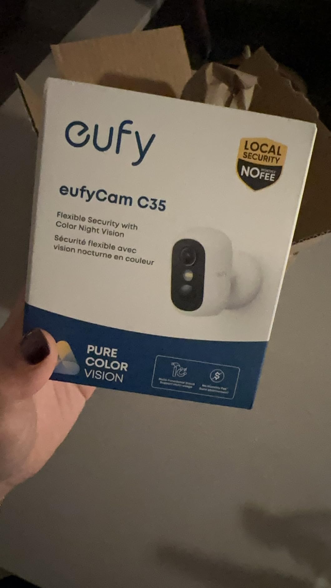 eufy Security eufyCam C35, Wireless Security Camera, Outdoor and Indoor | Magnetic Mount, Color Night Vision, Local Storage, No Monthly Fee, IP67, Supports Solar Panel, White customer photo 1