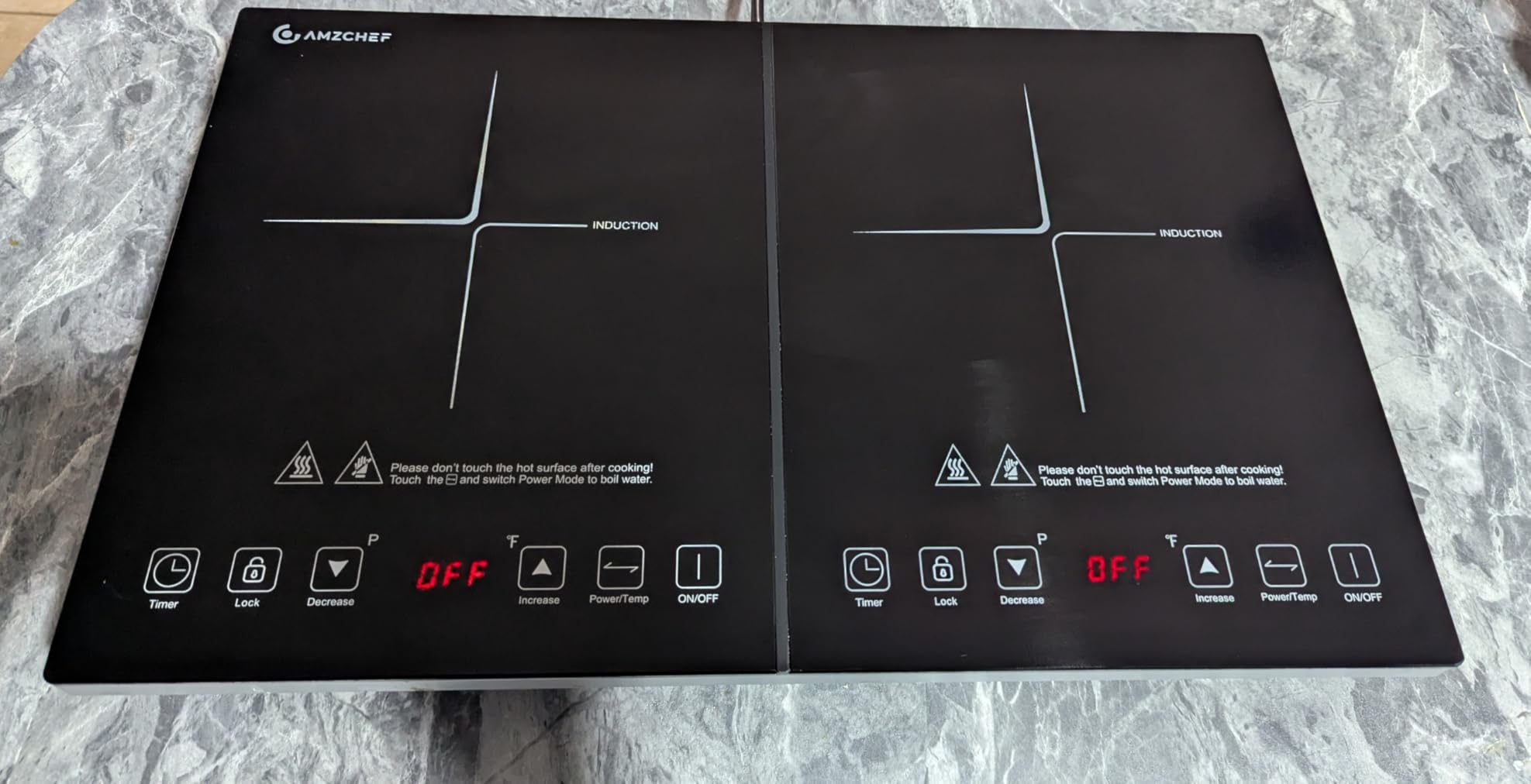 AMZCHEF Double Induction Cooktop, 18 Power & 20 Temperature Levels, 1800W | ETL Certified Induction Burners, independent Control,10-hour Timer, Safety Lock, Low Noise Electric Cooktops, Easy Clean customer photo 2