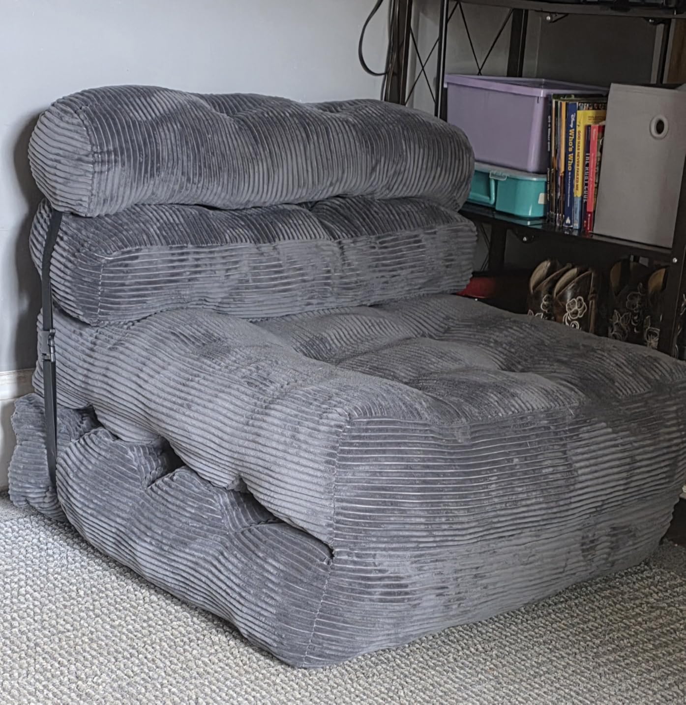 Folding Sofa Bed, Convertible Sleeper Chair with Back Support and Pillow | Boneless Foldable Couch for Living Room/Guest Use/Home Office, Foldable Chair Bed for Adults, Dark Gray customer photo 1