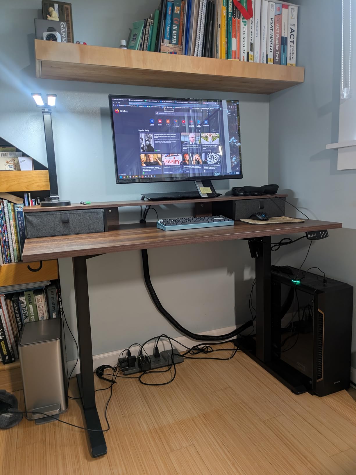 Klicelor 48 x23 Inch Electric Standing Desk with Drawers, Adjustable Height Small Sit Stand Desk for Home Office, Compact Computer Workstation with Storage- Rustic Brown customer photo 2