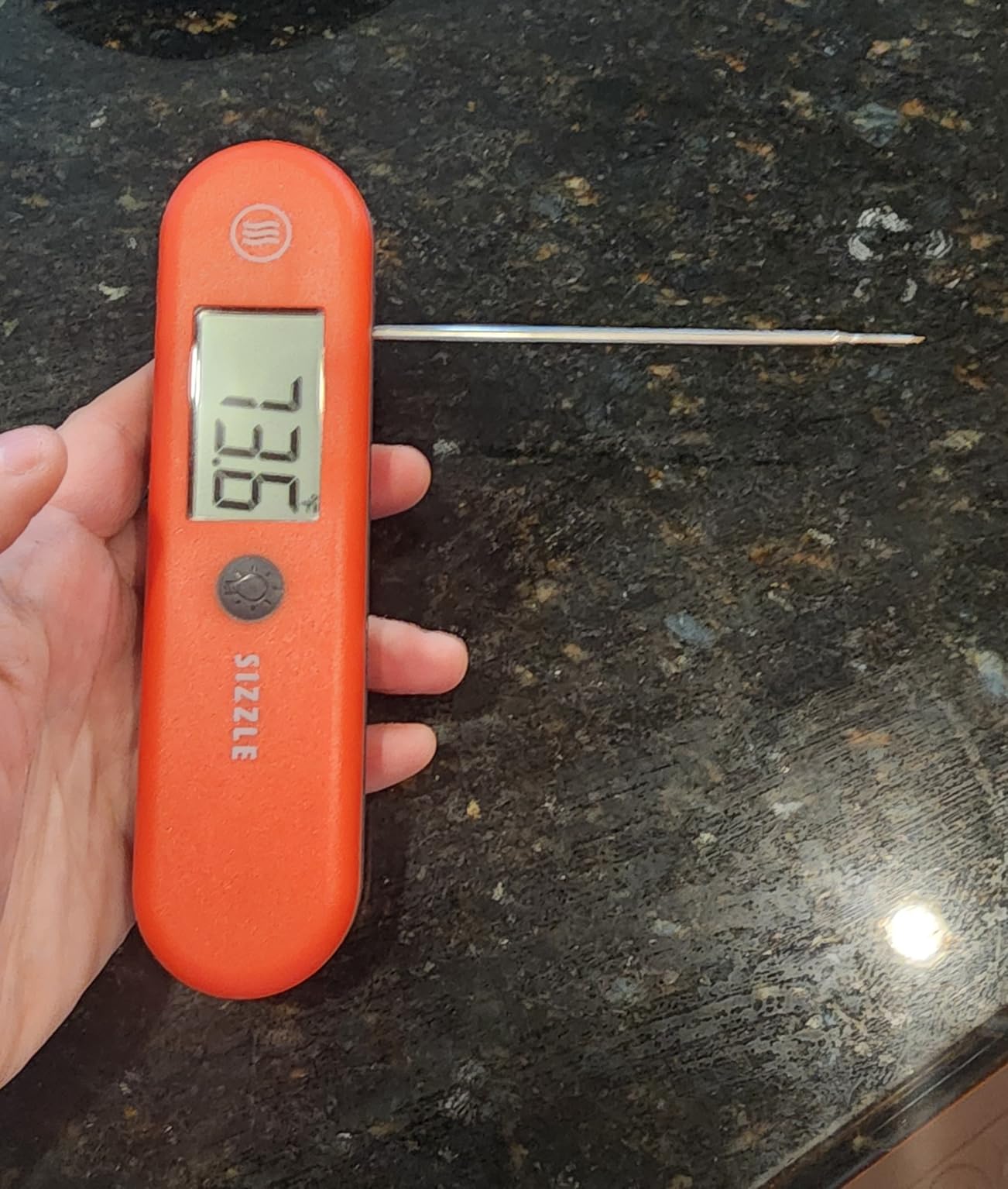 ThermoWorks SIZZLE Digital Meat Thermometer - Instant Read in 2 Seconds, Waterproof, Folding Probe with Magnetic Back, Auto-Rotating Backlit Display, for Cooking Food, Grill & BBQ - Cayenne Pepper Red customer photo 1