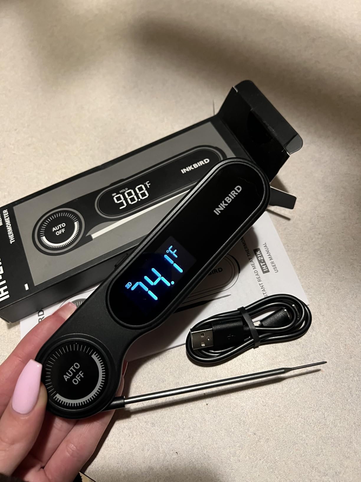 INKBIRD 0.5 Seconds Rechargeable Instant Read Meat Thermometer for Cooking | Waterproof Digital Grill Thermometer -58℉~572℉, Food Thermometer with VA LCD Backlit Magnet, Kitchen Candy Brewing customer photo 1