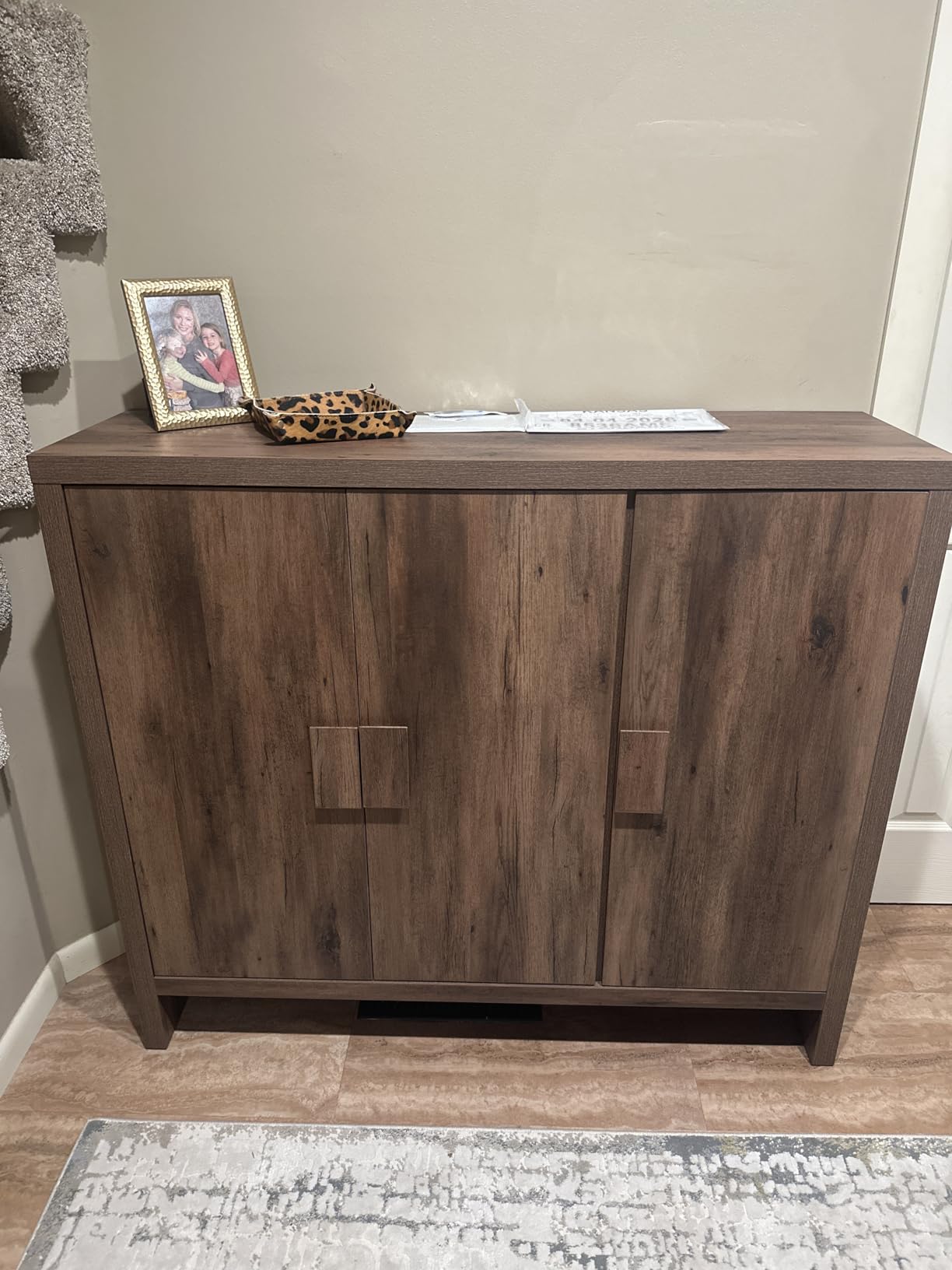 ONBRILL Large Shoe Cabinet with 3 Doors & Adjustable Shelves (Vintage Brown) | 30-35 Pairs Shoe Storage Cabinet with Ventilation Hole Design, 47 Inch Wide Shoe Organizer for Entryway Living Room Closet customer photo 1