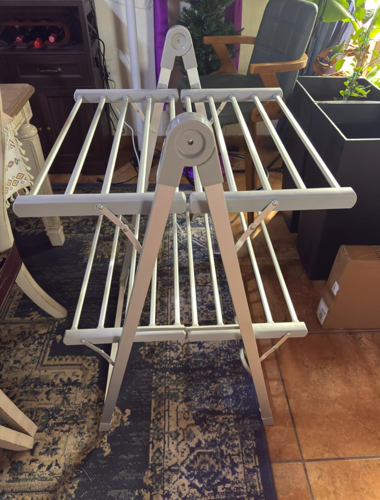 Heating Clothes Drying Rack Foldable Shoes Socks Silvery Gray - Indoor clothes drying rack foldable dryer racks for laundry drying indoor clothing racks for drying clothes horse customer photo 1