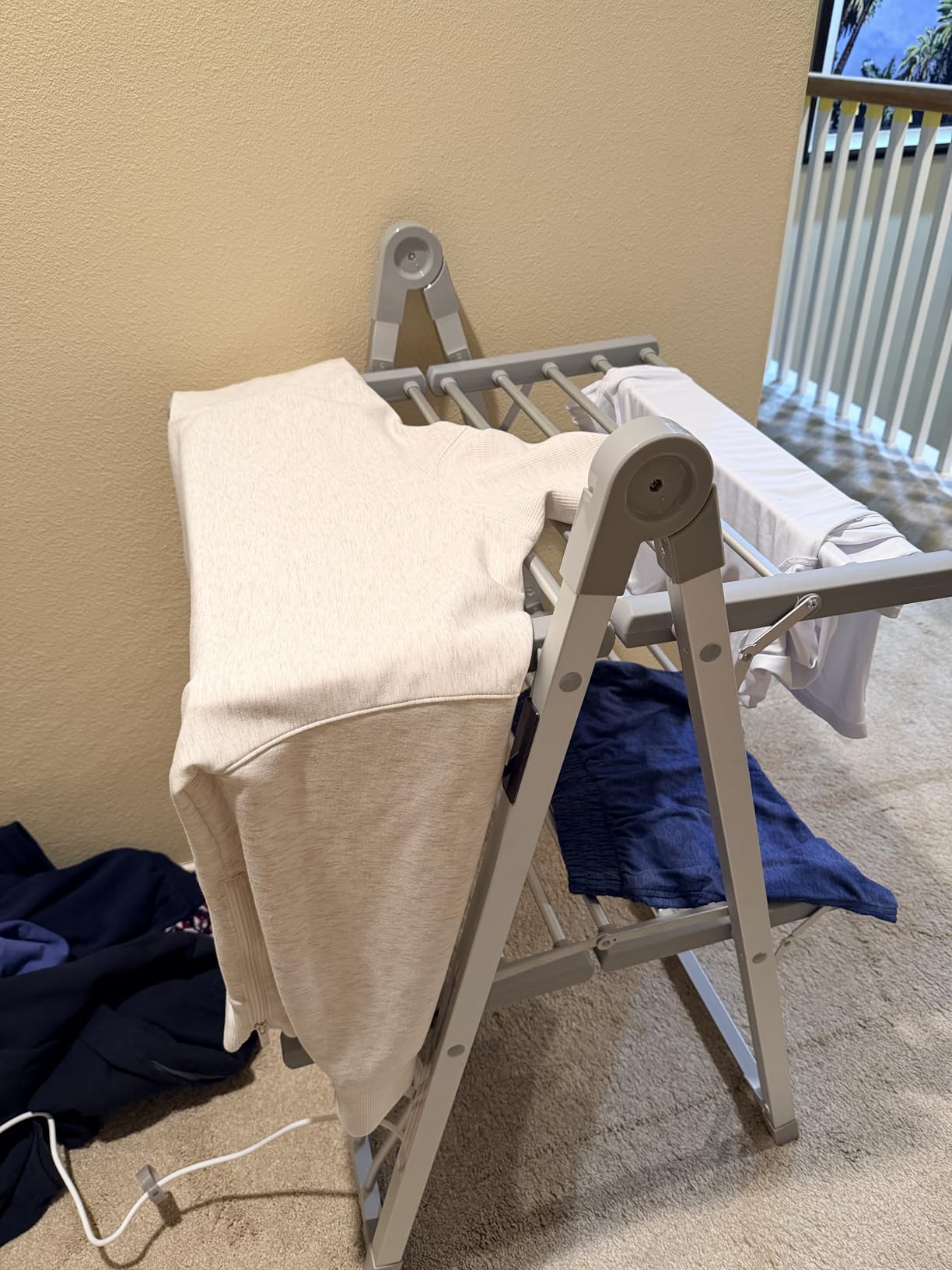 Heating Clothes Drying Rack Foldable Shoes Socks Silvery Gray - Indoor clothes drying rack foldable dryer racks for laundry drying indoor clothing racks for drying clothes horse customer photo 2
