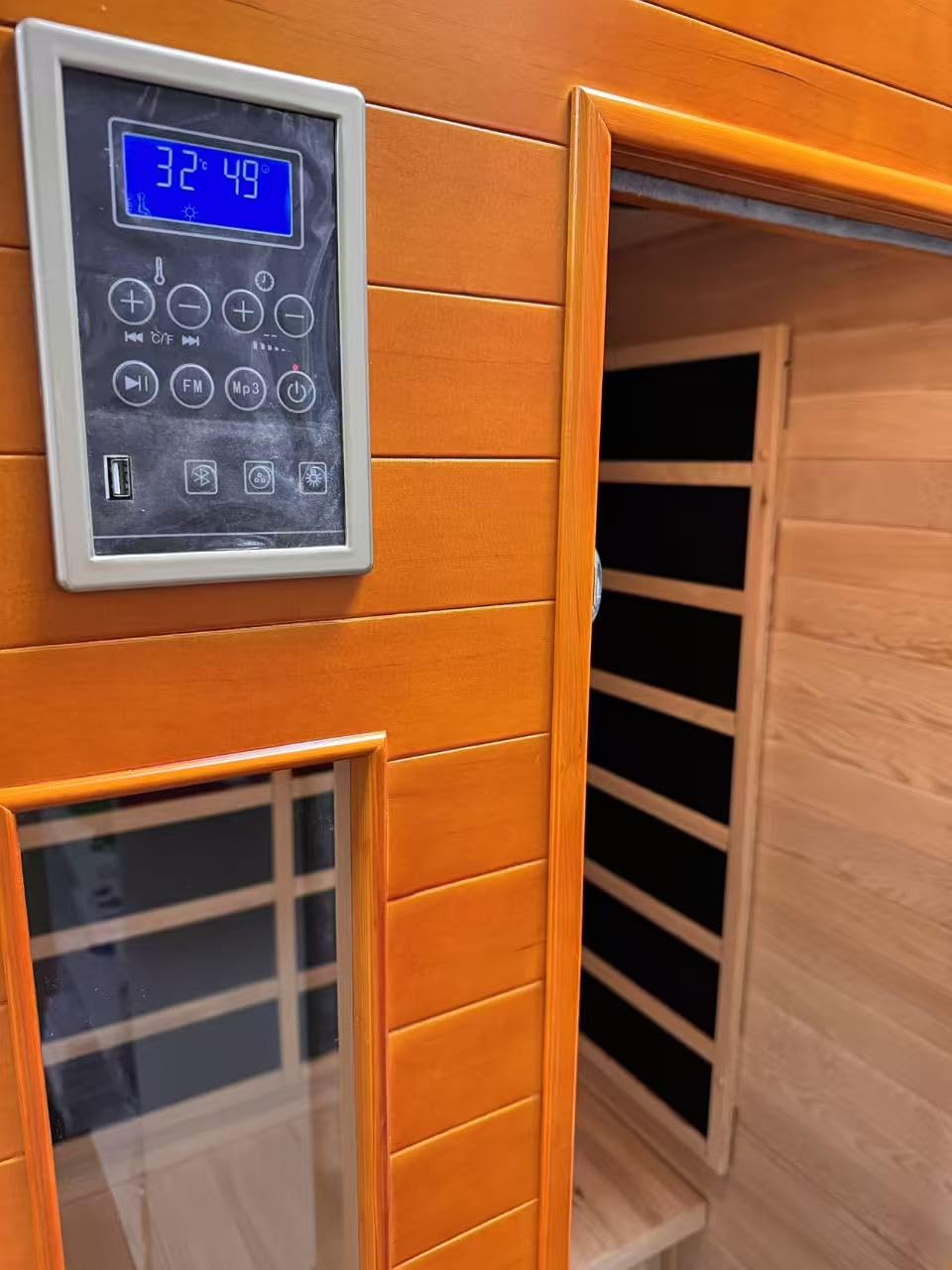 X-Vcak 1-2 Person Infrared Sauna, Dry Heat Sauna with Red Light Therapy, Bluetooth, Radio, 7-Color Therapy Light for Home, Indoor, Gym, Wellness Center, 40