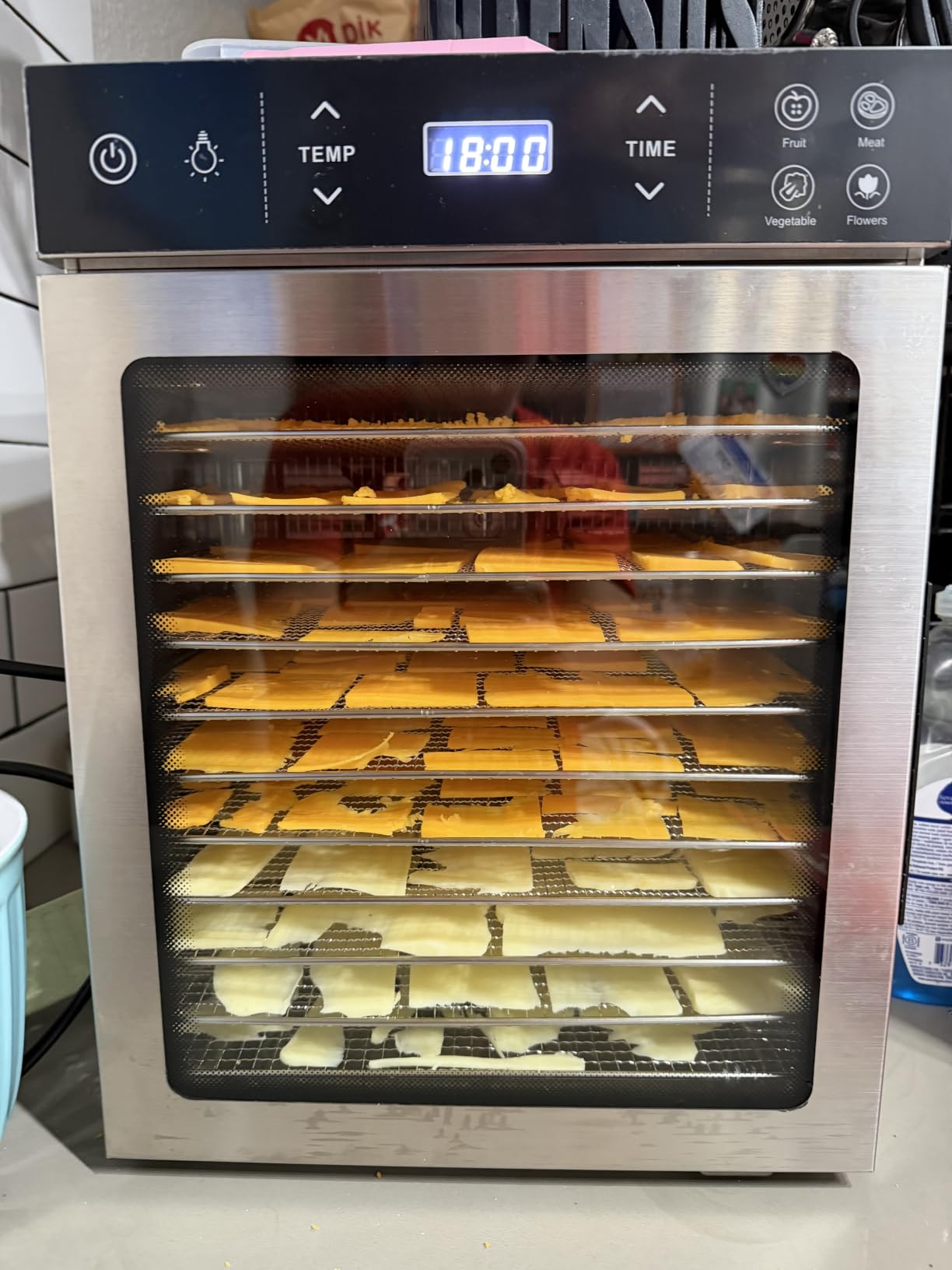 HOPERAN 16-Tray Stainless Steel Food Dehydrator, 800W with 4 Presets | Digital 24H Timer, 85°F-195°F Temp Control, Dual-Fan 360° Airflow, for Jerky, Fruit, Herbs, Pet Treats & Veggies, Quiet ≤45dB customer photo 1
