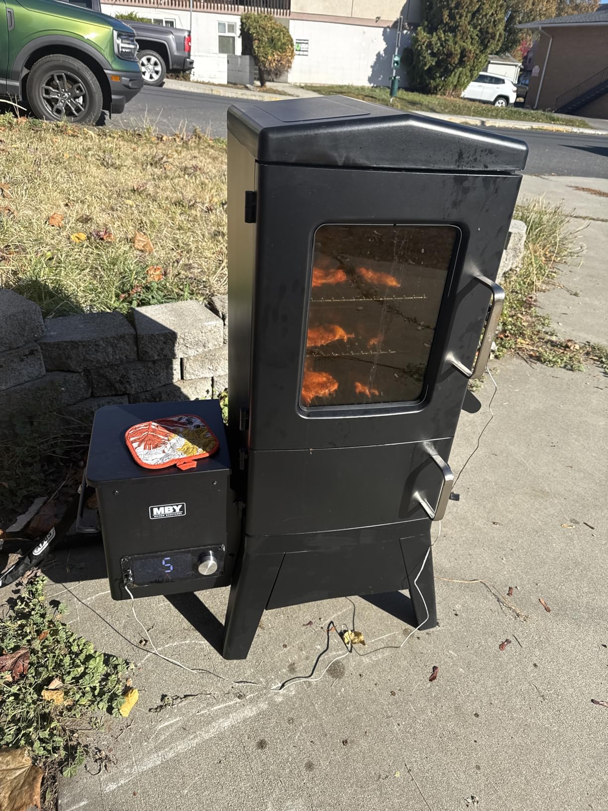 Electric Pellet Smoker with Rainproof Cover, Vertical Wood Pellet Smokers Grill With Hook Meat Probe LED Display Temperature Control customer photo 1