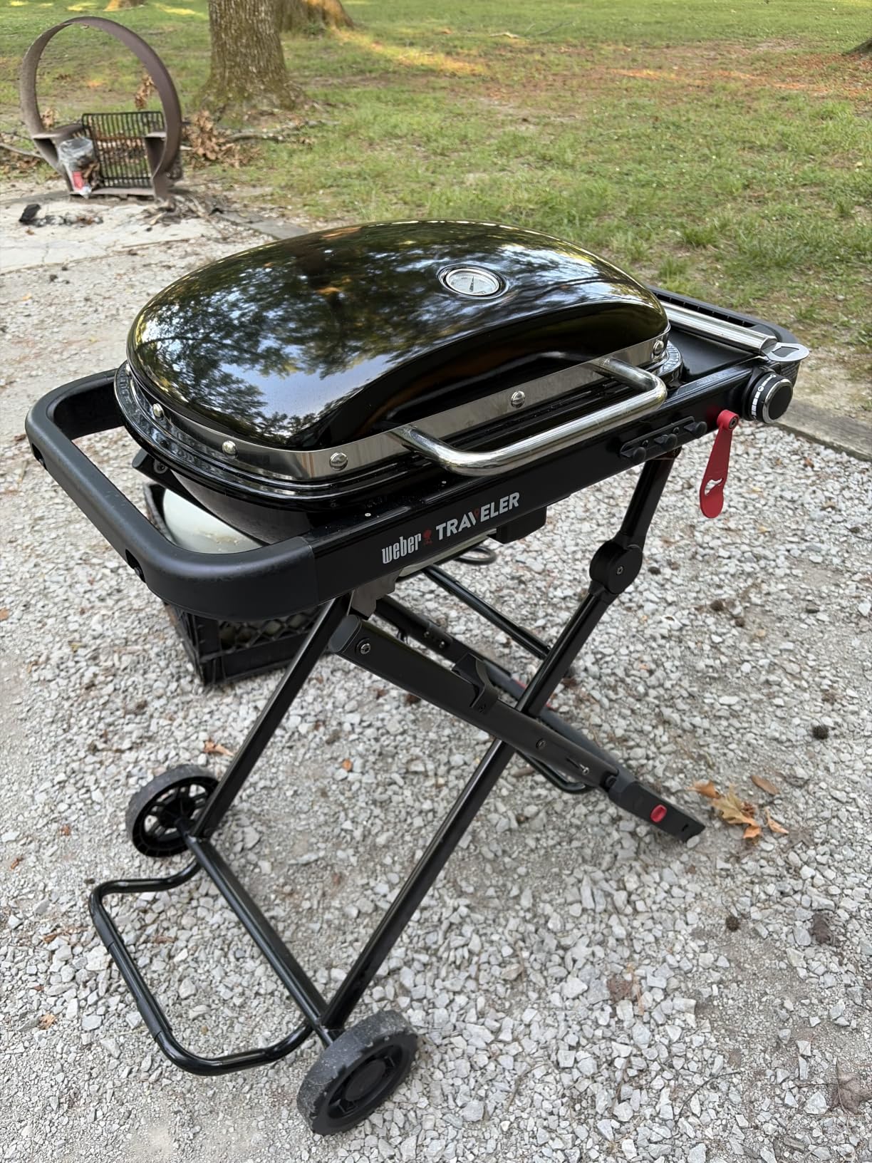 Weber Traveler Portable Gas Grill for Outdoor Cooking, Propane, Black | Folding Portable Grill with Wheels for Camping, Tailgating & Travel, Fits 15 Burgers, Camping Grill, Portable BBQ Grill customer photo 1