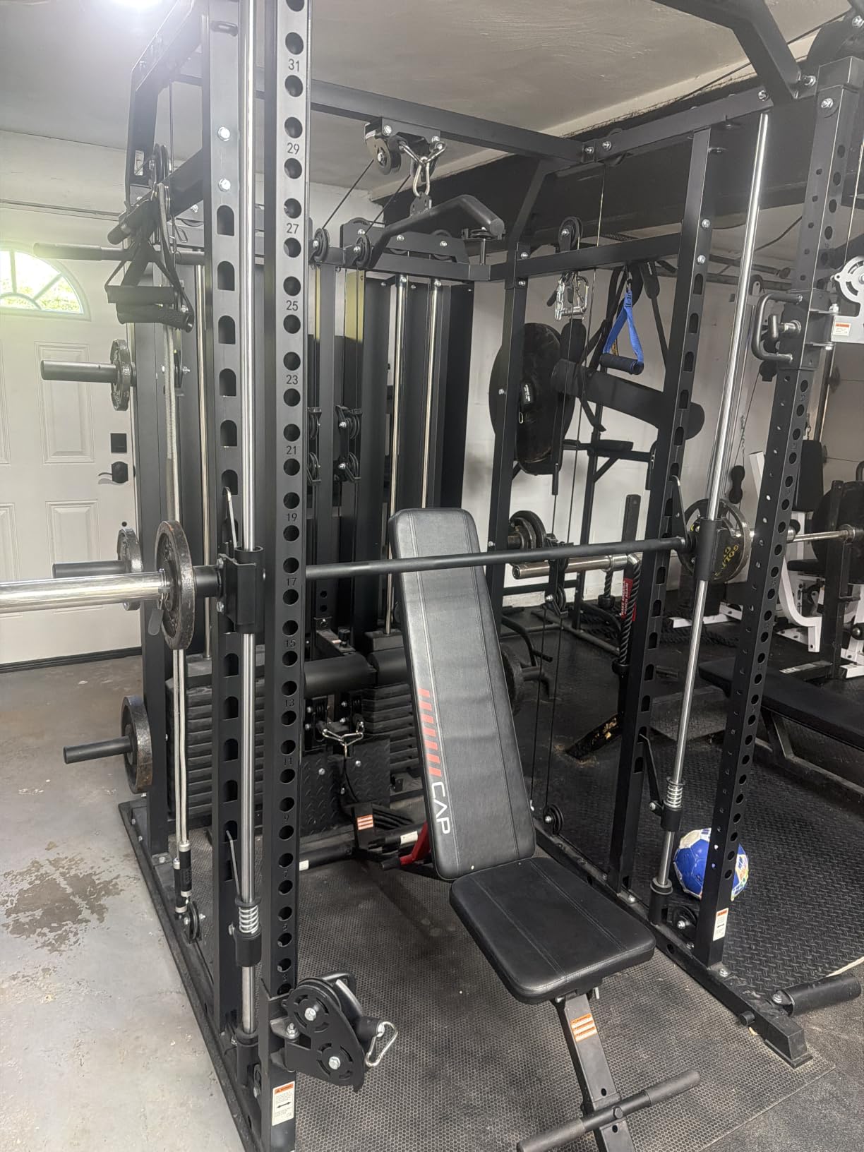 Mikolo Smith Machine with Weight Stack, Power Cage Home Gym System with LAT Pulldown & Cable Crossover, Multi-Functional Trainer with Dual Pulley System, Includes 10+ Free Attachments customer photo 1