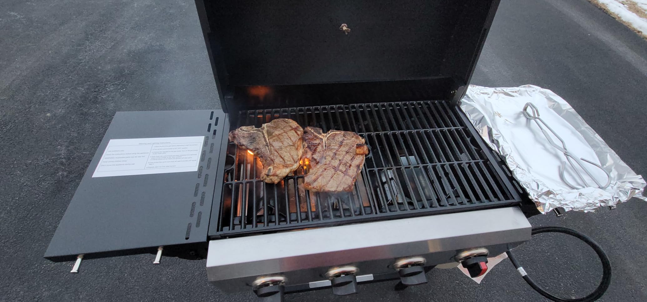 4 Burner Propane Gas Grill, Portable BBQ Grill with Cast Iron Grate & Griddle Pan, Folding Side Table for Camping Backyard, 40000 BTU Easy-Clean Outdoor Cooking customer photo 1