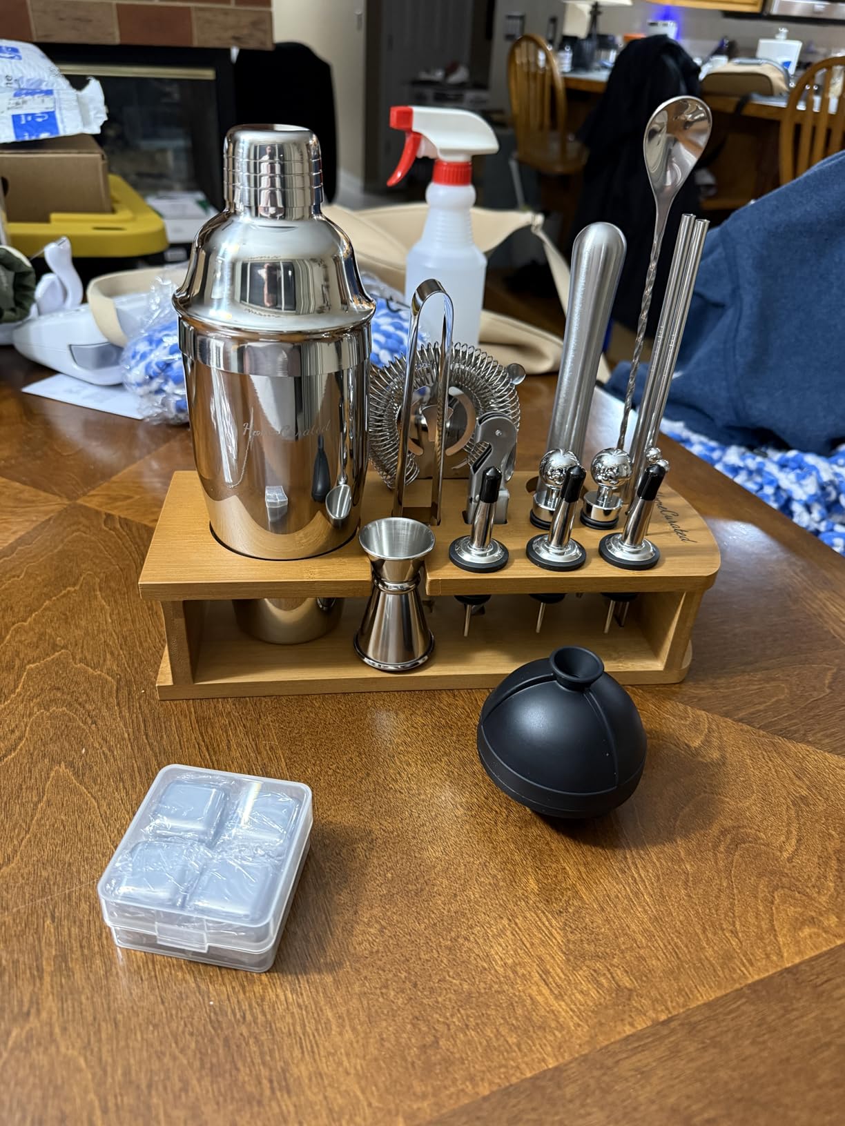 Cocktail Shaker Set, 24-Piece Bartender Kit - Complete Bartending Kit Bar Set with Stand, Drink Shaker & Mixer - Perfect Bar Accessories for Home Bar Set, Housewarming Gifts for Men & Women, Silver customer photo 2