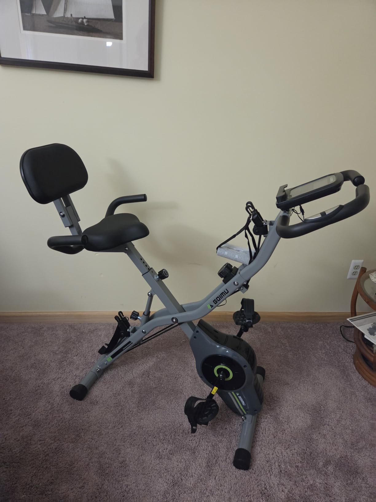 Exercise Bike, 5 in 1 Foldable Stationary Bike for Seniors, 16-Level Adjustable Magnetic Resistance, Indoor Workout Bike with 330LB Capacity, Comfortable Seat Backrest X-bike customer photo 1