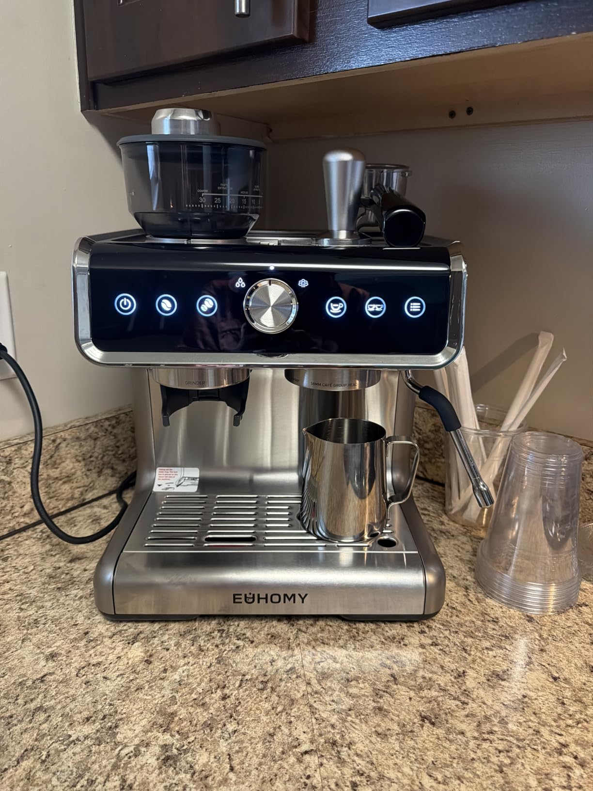 EUHOMY Espresso Machine with Grinder, 20 Bar Professional Espresso Coffee Maker for Home, with Milk Frother for Latte, Cappuccino & Barista-Style customer photo 2