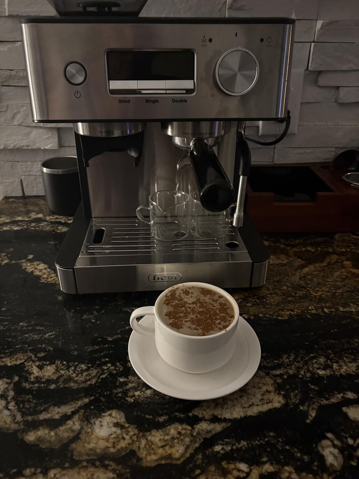 Gevi Dual Boiler Espresso Machine With Built-In Burr Grinder | 58mm Commercial Portafilter, 31 Grind Levels, Stainless Steel Steam Wand, Sterling Silver customer photo 2