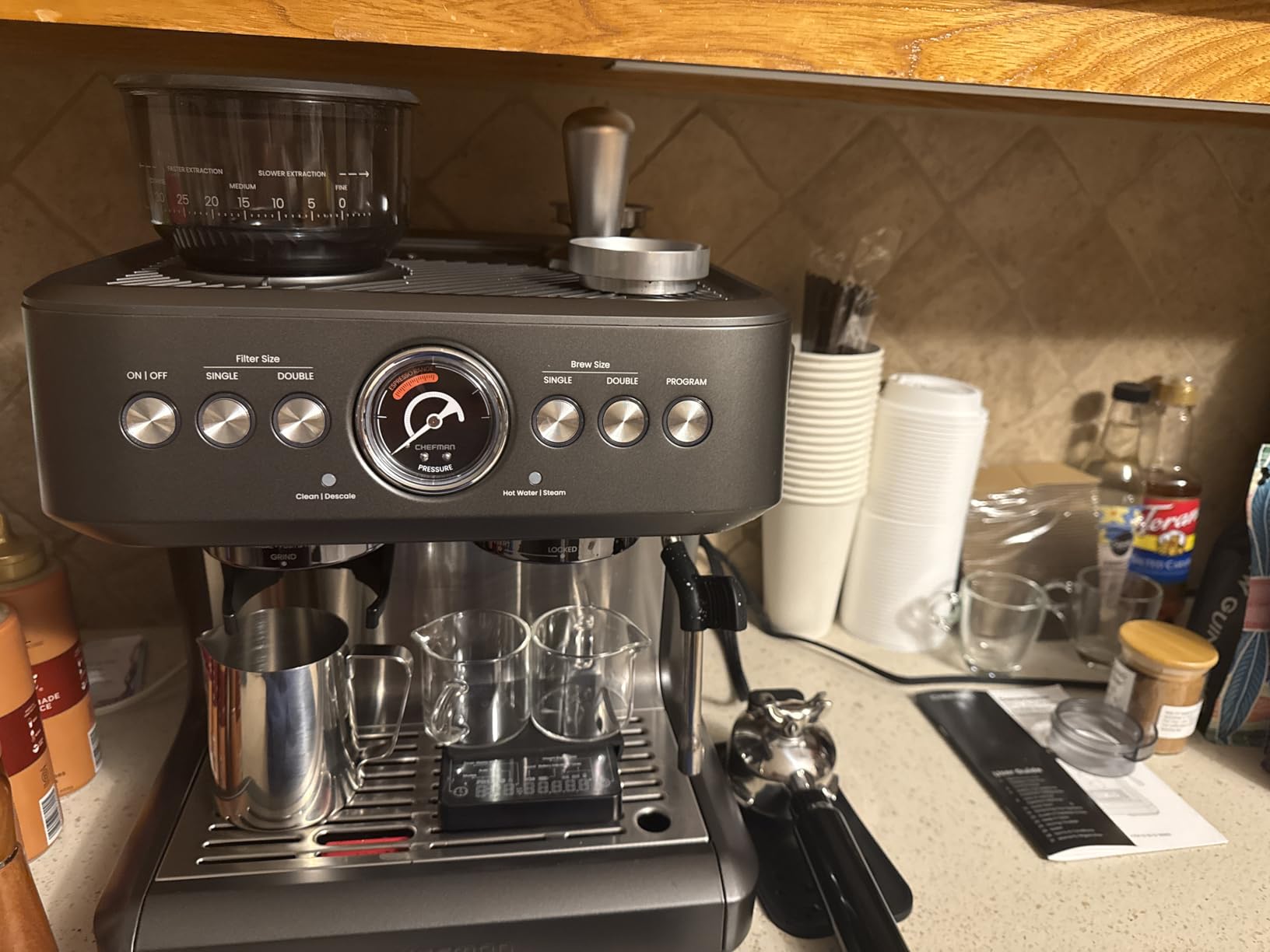 Chefman Crema Deluxe Espresso Machine with Double Boiler, Coffee Grinder and Steam Wand, 30 Grind Settings customer photo 1