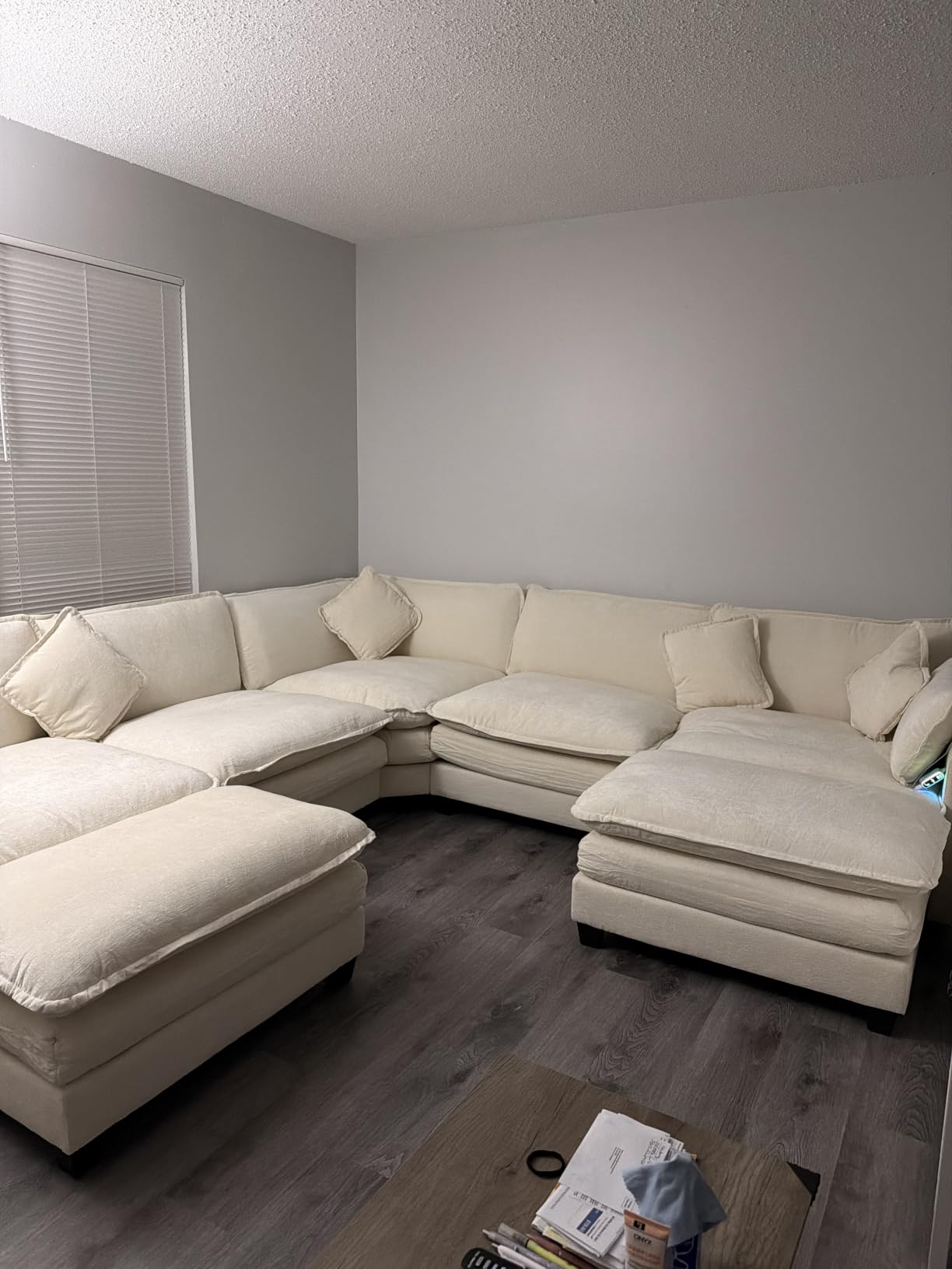 Hanherry Modular Sectional Sofa, Cloud Couch for Living Room, Modern Deep Seat Sofa Chenille Fabric Comfy Couches with Throw Pillows & Movable Ottoman for Apartment customer photo 2
