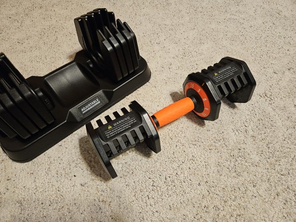 2026 Upgrade Adjustable Dumbbell Set 25lb/50lb, Small Increment in 3-6lb, 1 Hand Quick-Dial, 10-in-1 Adjustable Dumbbells with Tray, Anti-Slip Grip for Home Gym HIIT Strength Training customer photo 1