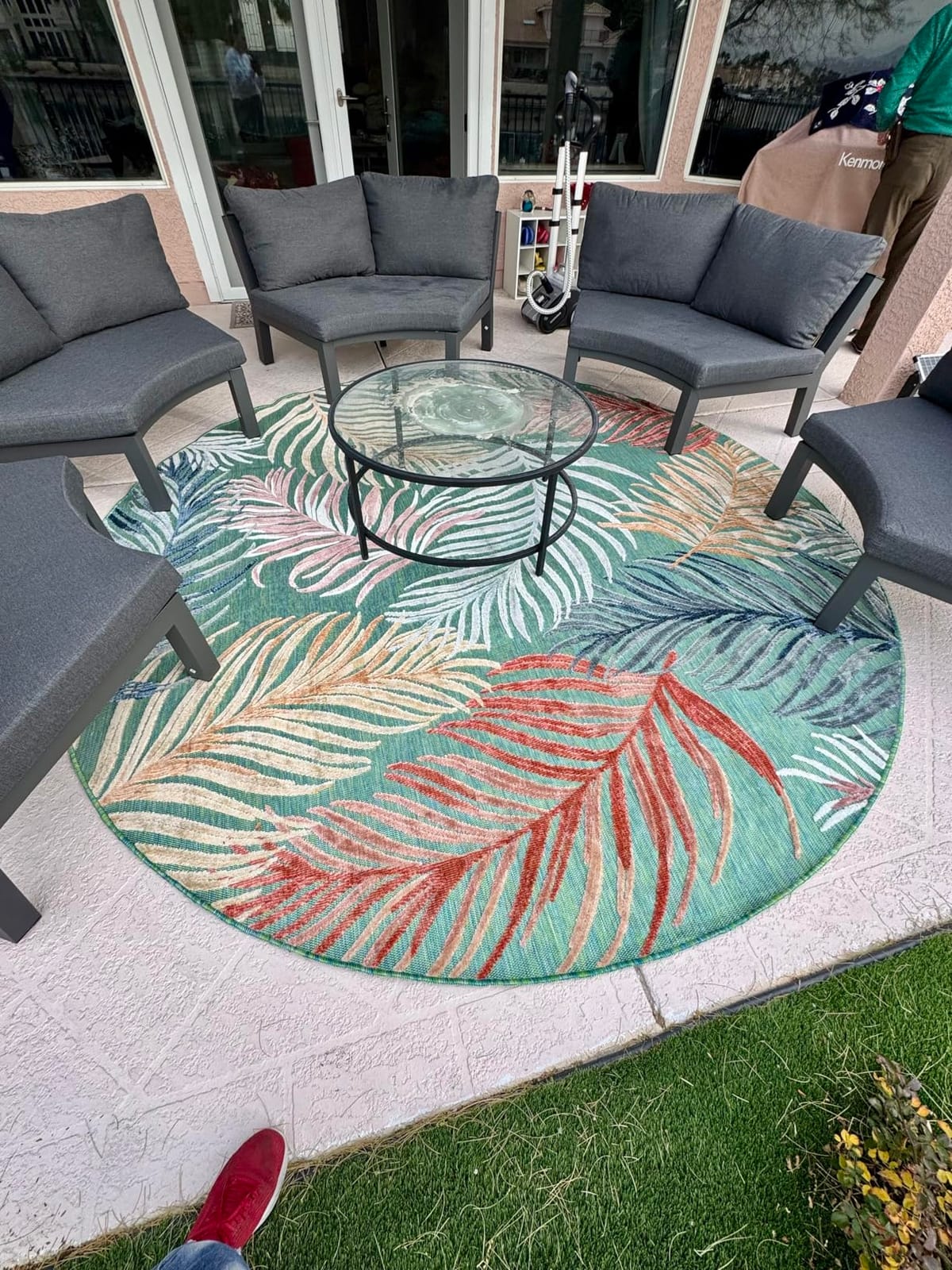 Luxury Patio Furniture Set for 10 People, 7-Piece Curved Patio Conversation Sets with Woven Rope & Modular Coffee Table, Half Moon Outdoor Furniture Set for Deck, Garden, White customer photo 1