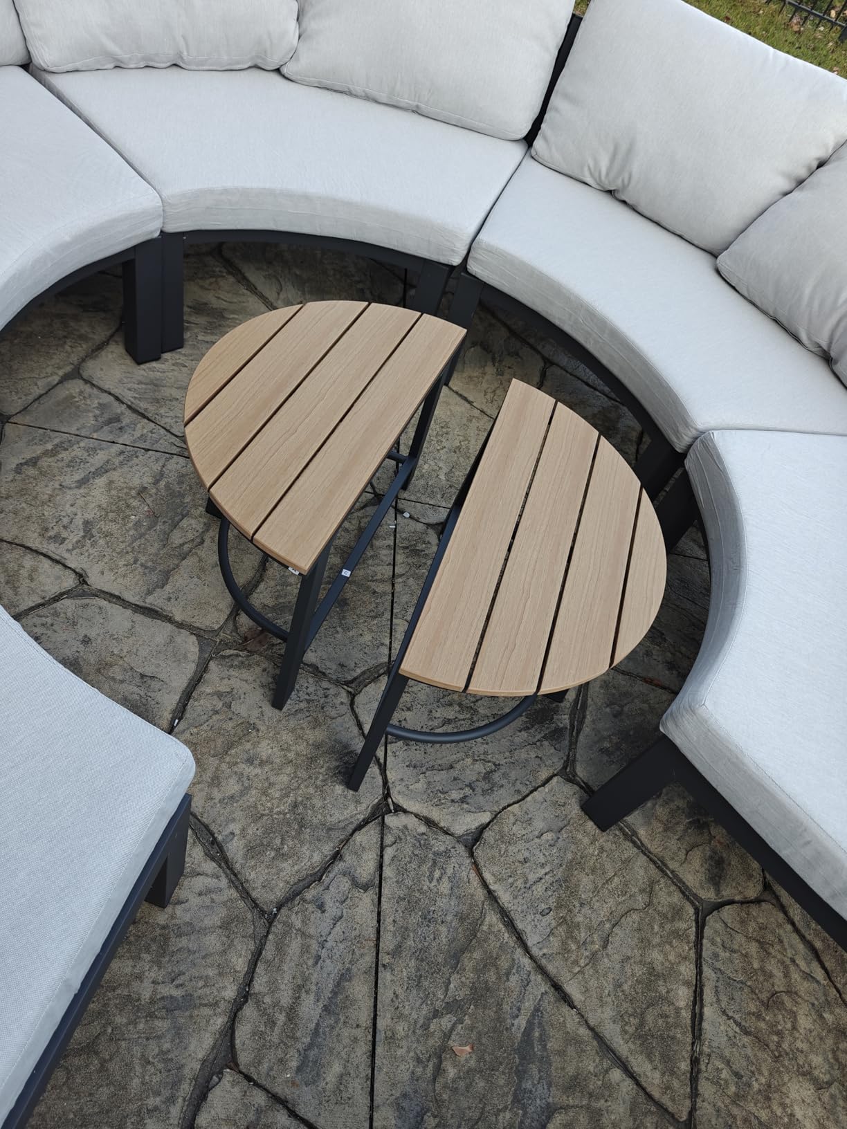 Luxury Patio Furniture Set for 10 People, 7-Piece Curved Patio Conversation Sets with Woven Rope & Modular Coffee Table, Half Moon Outdoor Furniture Set for Deck, Garden, White customer photo 2
