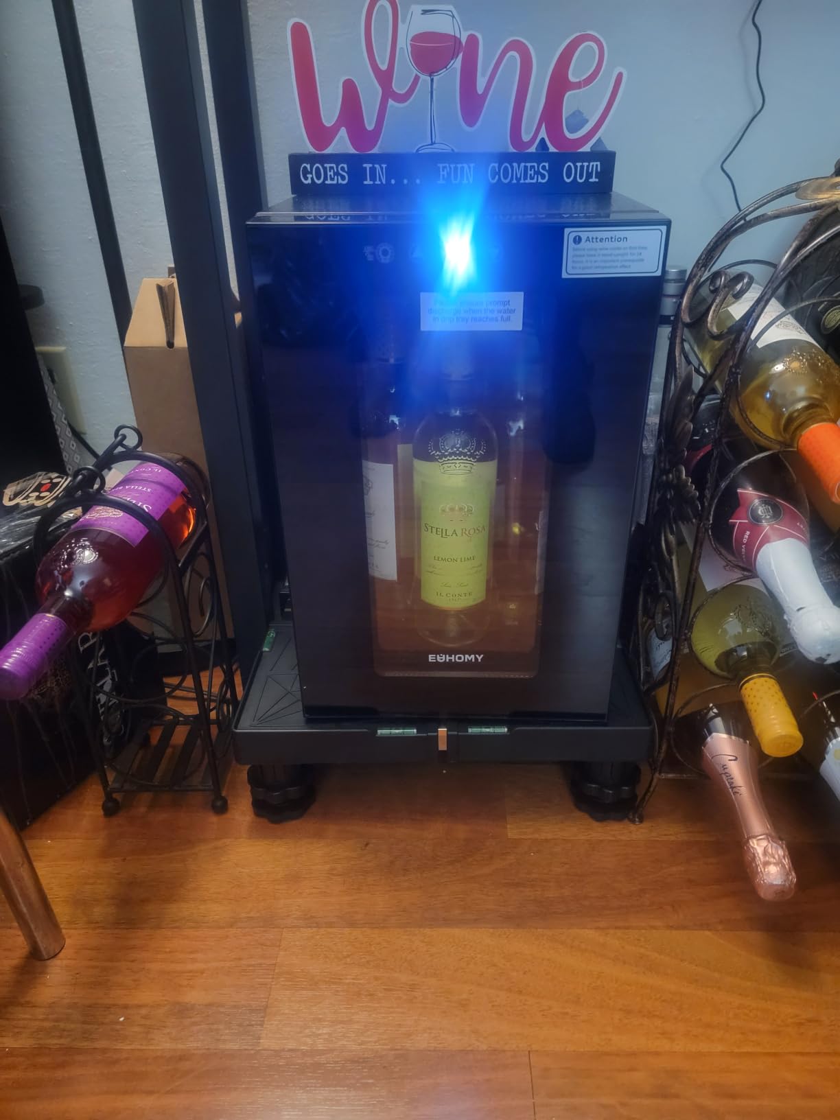 EUHOMY 25 bottle Wine Cooler Refrigerator, Freestanding Compressor Wine Fridge with Adjustable Temperature and Digital Control, Mini Fridge with Glass Door for Red White Wine, Beer, Black customer photo 2