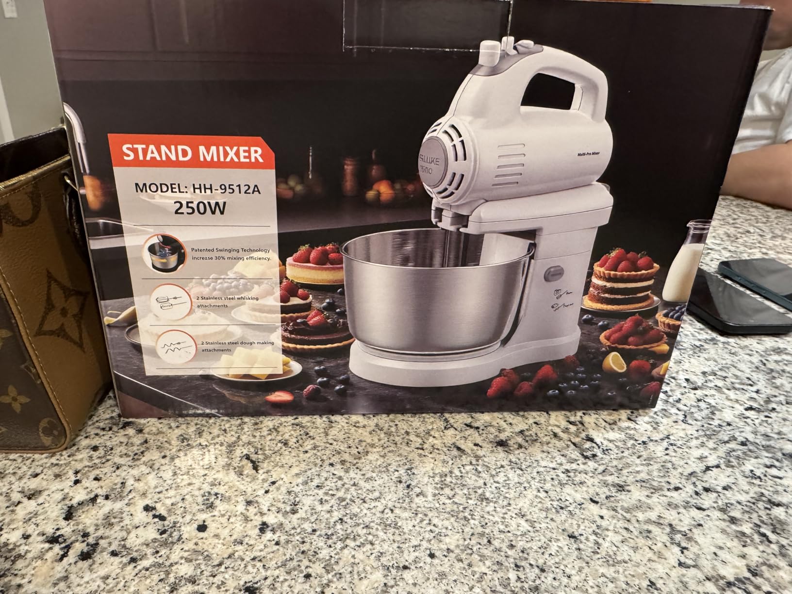 3.2QT 2-in-1 Stand Mixer, Electric Kitchen Mixer with Auto-Rotating Bowl & Tilt-Head, 5-Speed 250W Turbo Baking Machine for Beginners with Beater & Dough Hook for Cookie, Bread, Cake (White) customer photo 2
