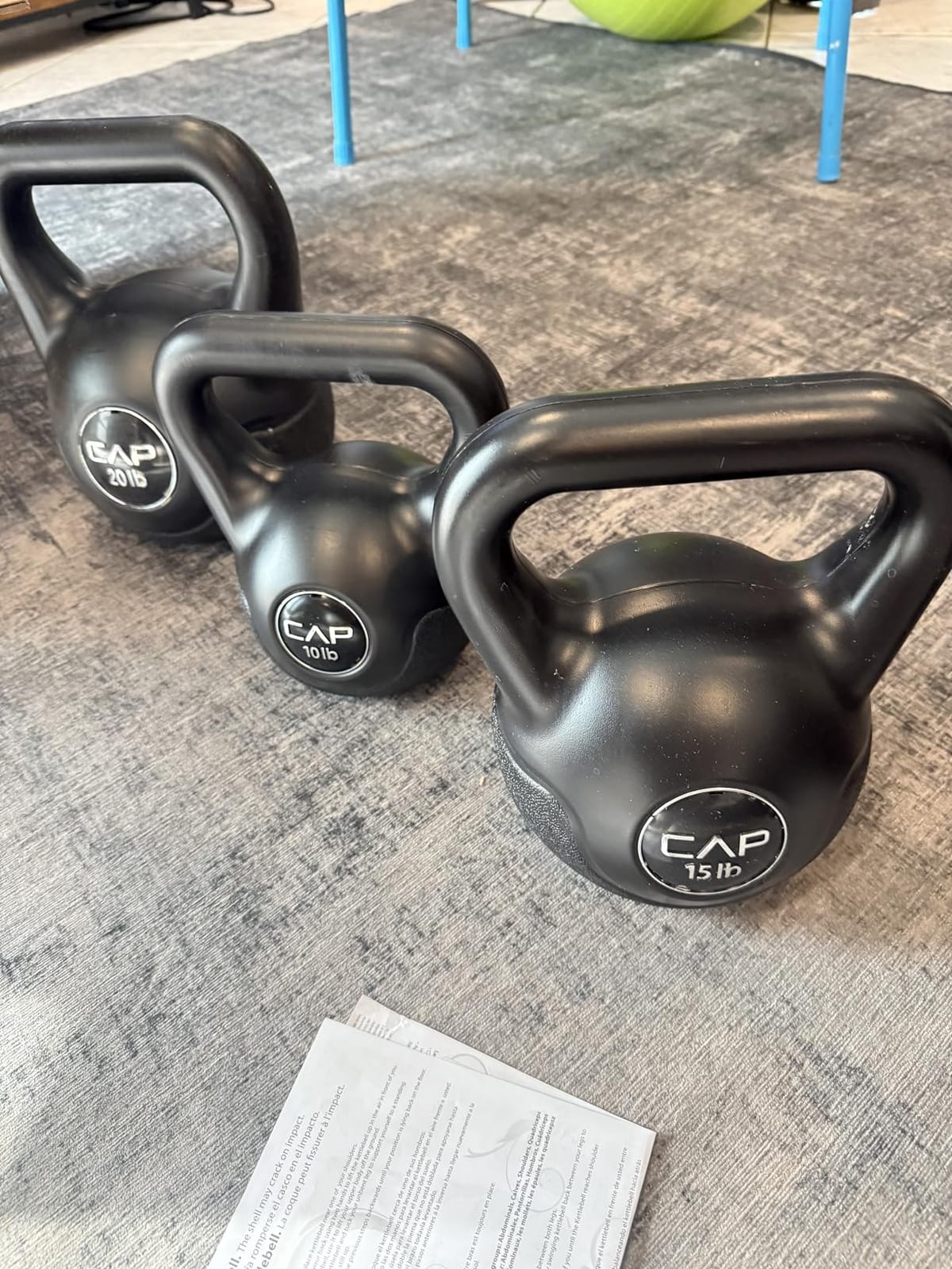 CAP Barbell 45 LB Cement Kettlebell Set - 10 lb, 15 lb & 20 lb Vinyl-Coated Kettlebells for Strength Training, Cardio, Cross Training & Home Gym Workouts customer photo 1