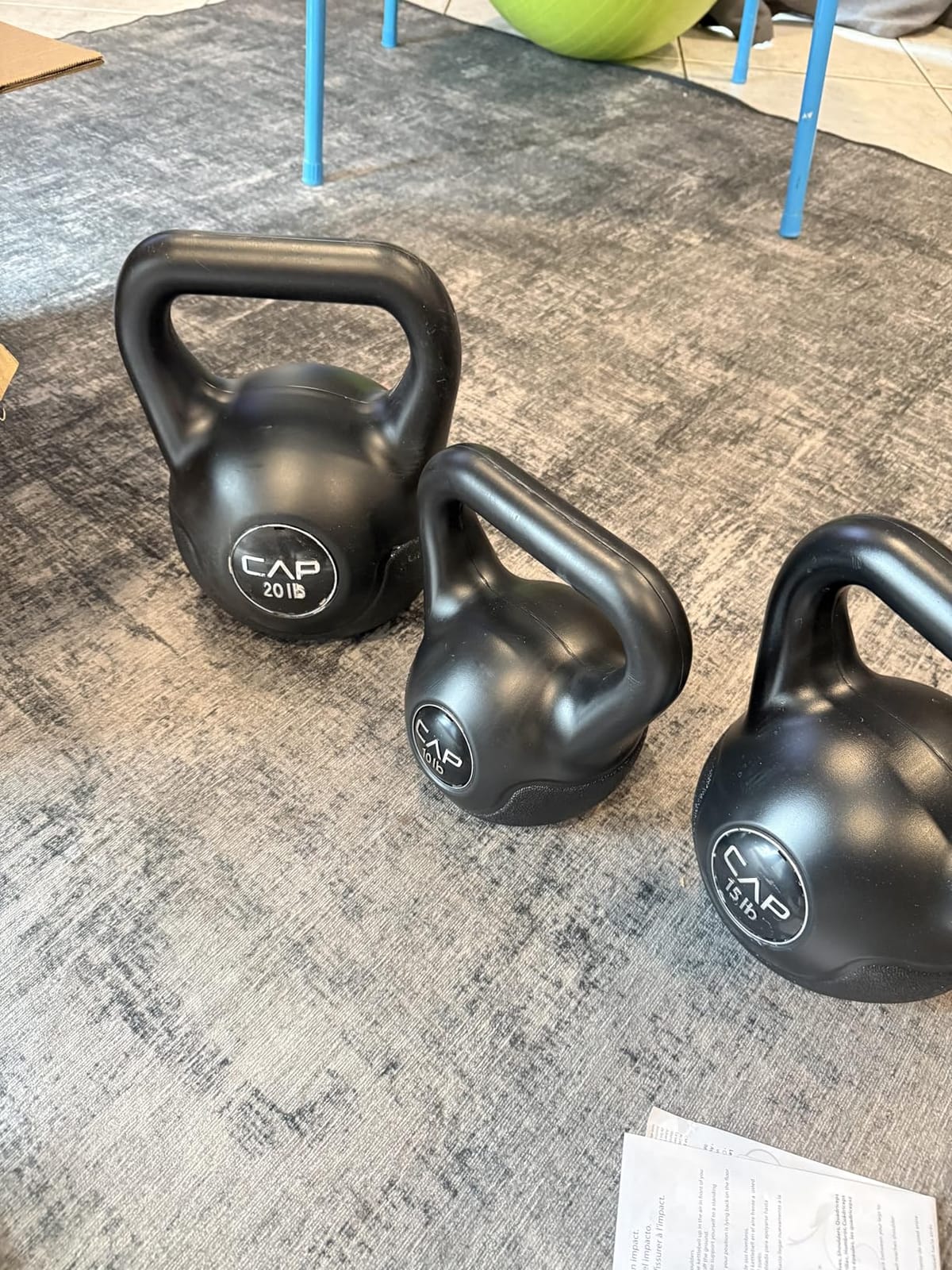 CAP Barbell 45 LB Cement Kettlebell Set - 10 lb, 15 lb & 20 lb Vinyl-Coated Kettlebells for Strength Training, Cardio, Cross Training & Home Gym Workouts customer photo 2