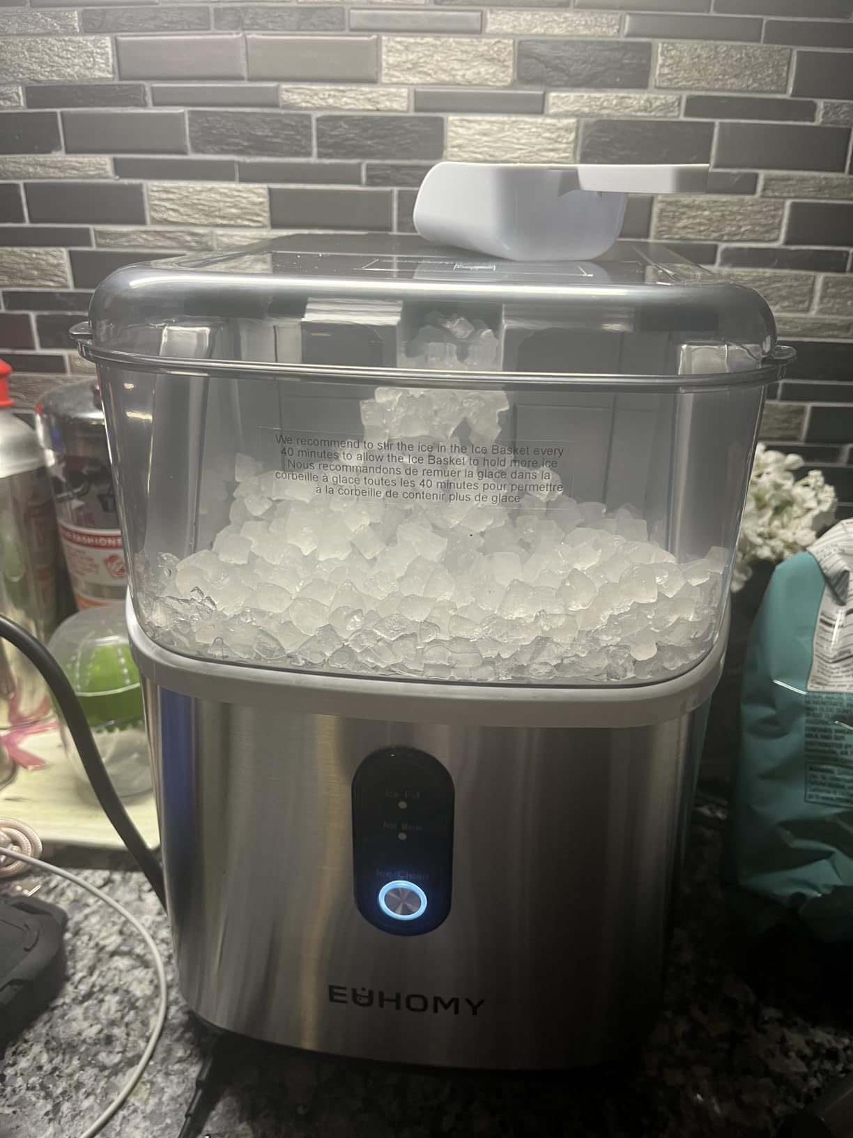EUHOMY Nugget Ice Maker Countertop, Ready in 7 Mins, 35Lbs/24H Pebble Ice Maker Machine, Self-Cleaning Countertop Sonic Ice Makers with Ice Scoop&Basket, Pellet Ice Maker for Home, Stainless Steel customer photo 1