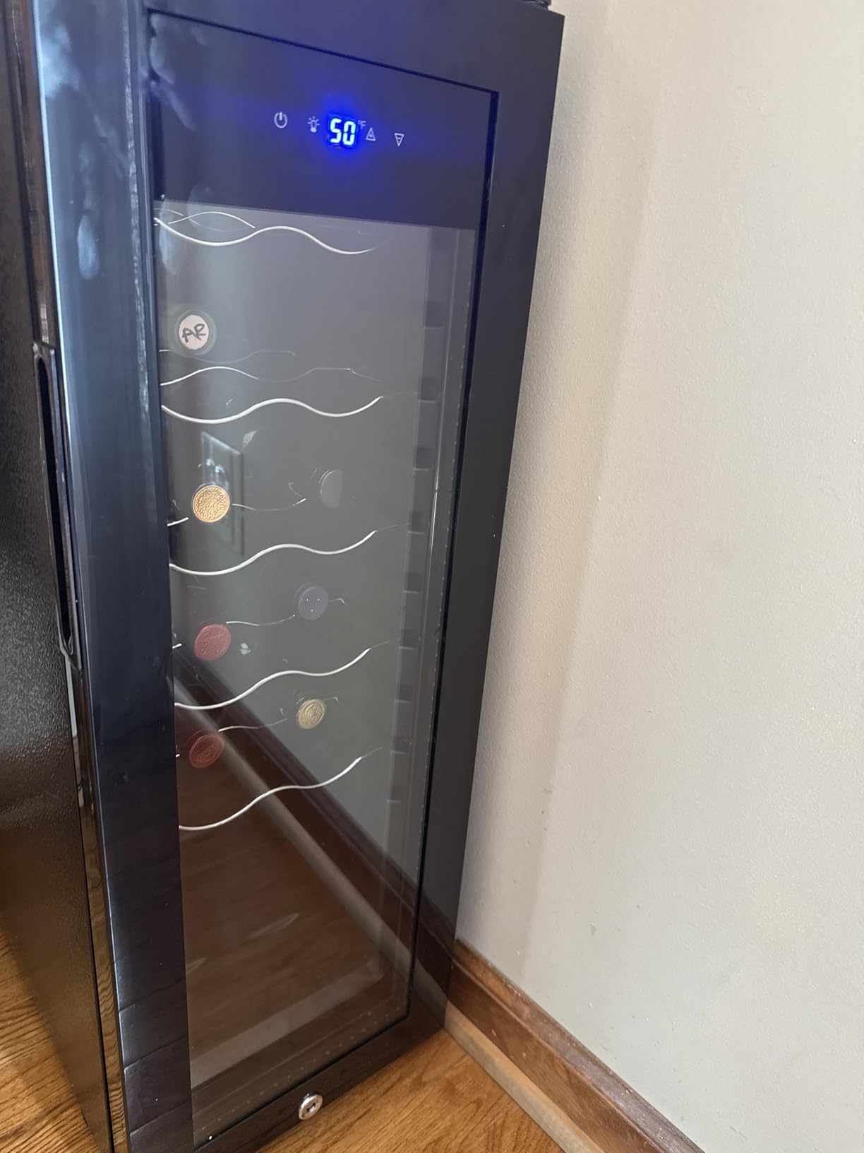 Feelfunn 12 Bottle Wine Cooler Refrigerator, Freestanding Wine Fridge, Black | 41-64°F Digital Temp Control, Glass Door, Quiet Operation, Small Wine Cooler for red, white and champagne in Home Bar, Office customer photo 2