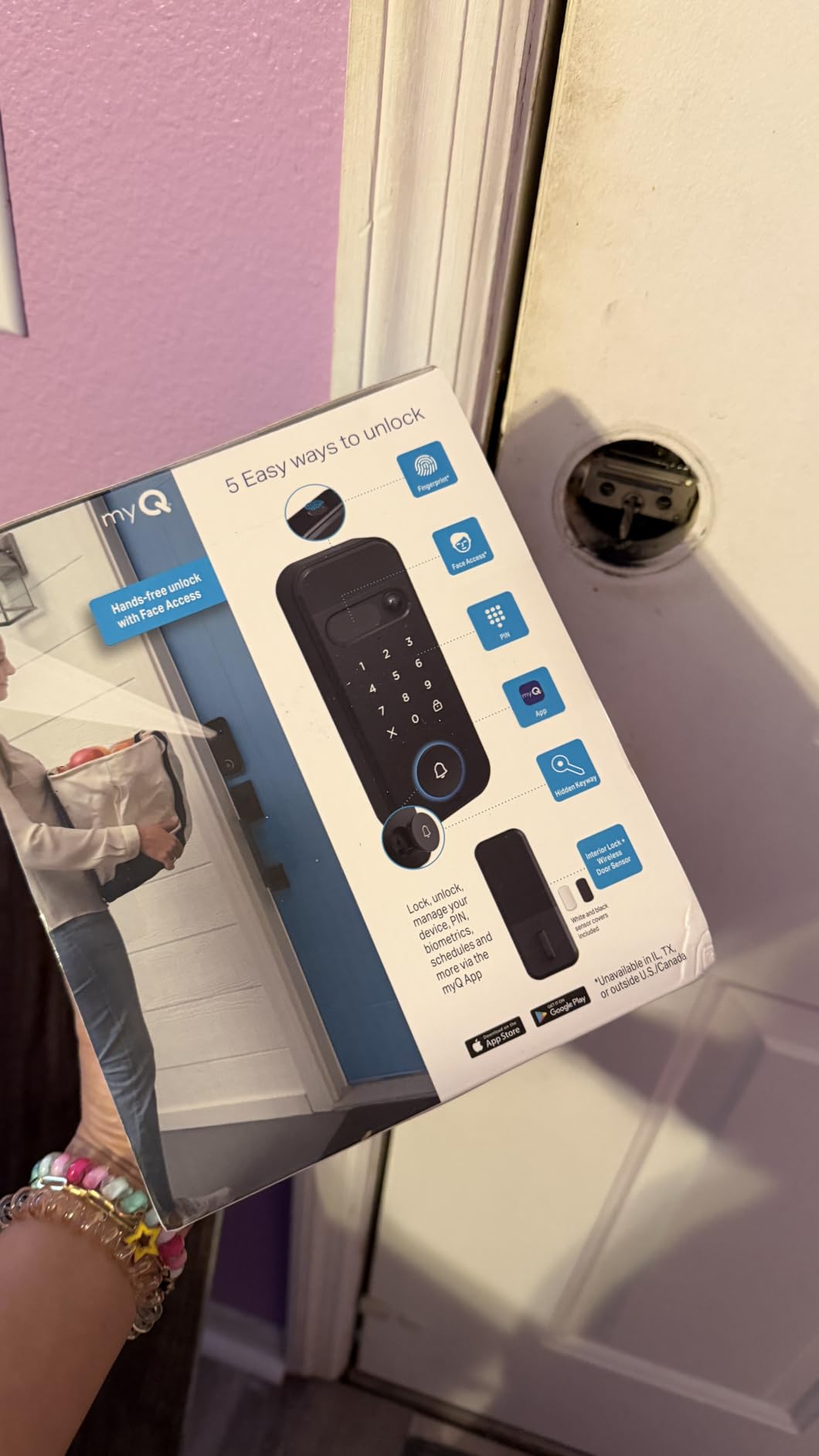 myQ Secure View 3-in-1 Smart Lock with 2K HDR Video Doorbell Camera, Face Access, Fingerprint Access, PIN & App Control - Intelligent Entry with Built-in Camera, Color Night Vision & Two-Way Audio customer photo 2