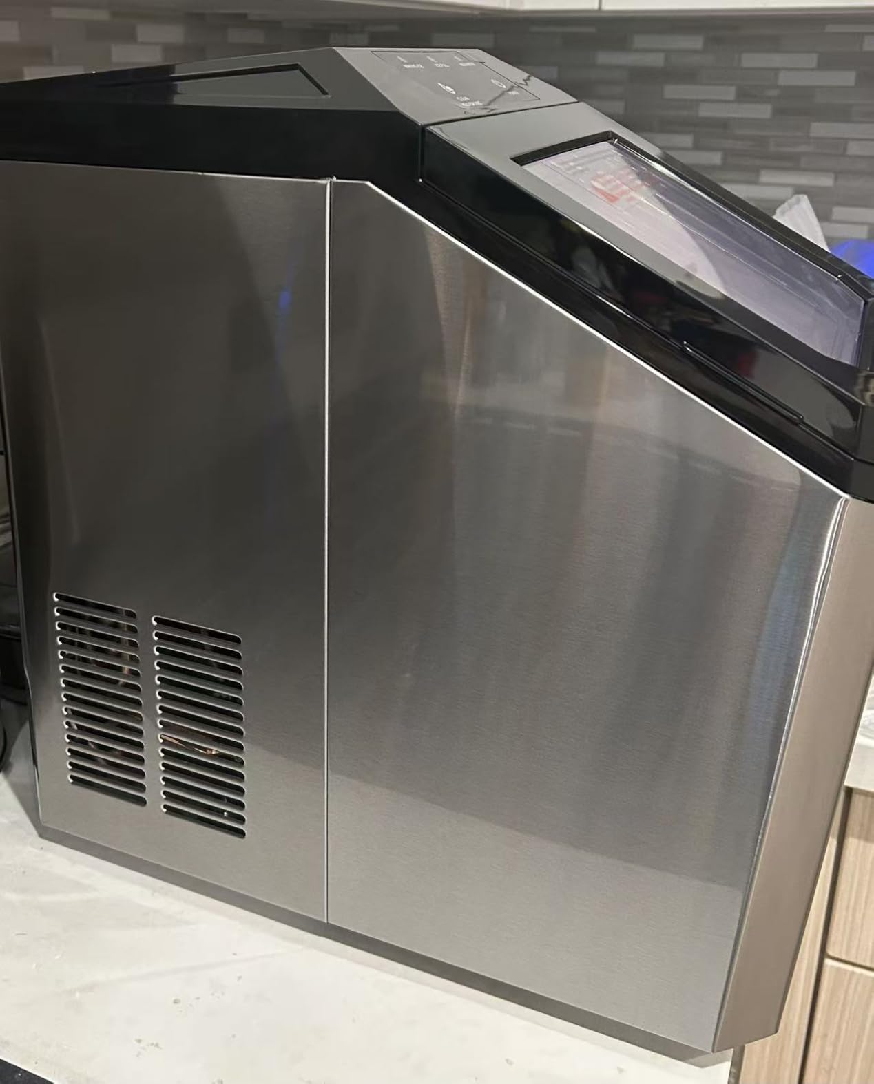 Aeitto Nugget Ice Maker Countertop, 55lbs/Day, Rapid Ice Release in 5 Mins, Large Capacity Chewable Ice Maker, Self-Cleaning with Stainless Steel Housing Ice Machine for Home Office and Party customer photo 2