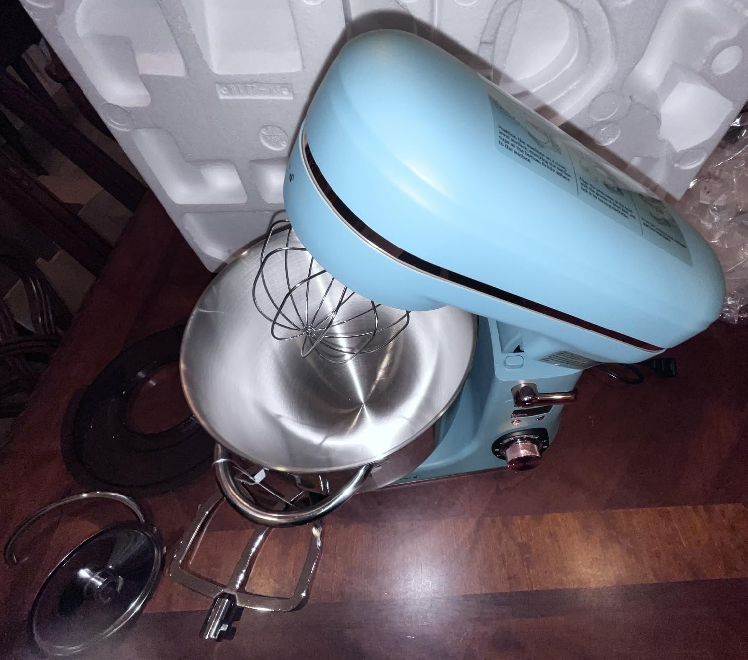 Neretva Super Stable Stand Mixer with Low Noise Operation, 6.34 QT Capacity | Powerful DC Motor Household Stand Mixer, Easy Clean, Package Including Stainless Steel Bowl/ Whisk/ Flat Beater/ Dough Hook customer photo 1