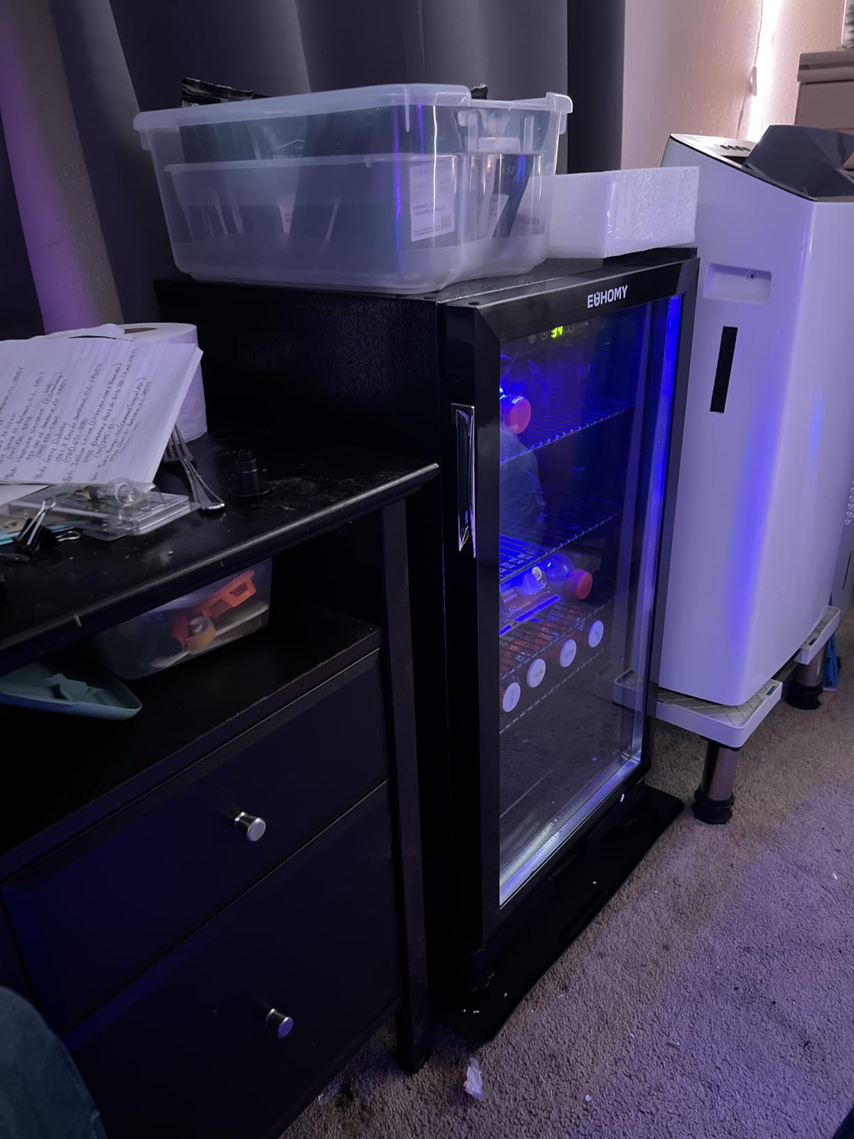 EUHOMY Mini Fridge 130 Can Beverage Refrigerator Cooler Glass Door for Soda Wine Beer, Beverage Cooler for Home, Bar, Office with Digital Temperature Control Removable Shelves, 3.2 Cu.Ft, Silver customer photo 1