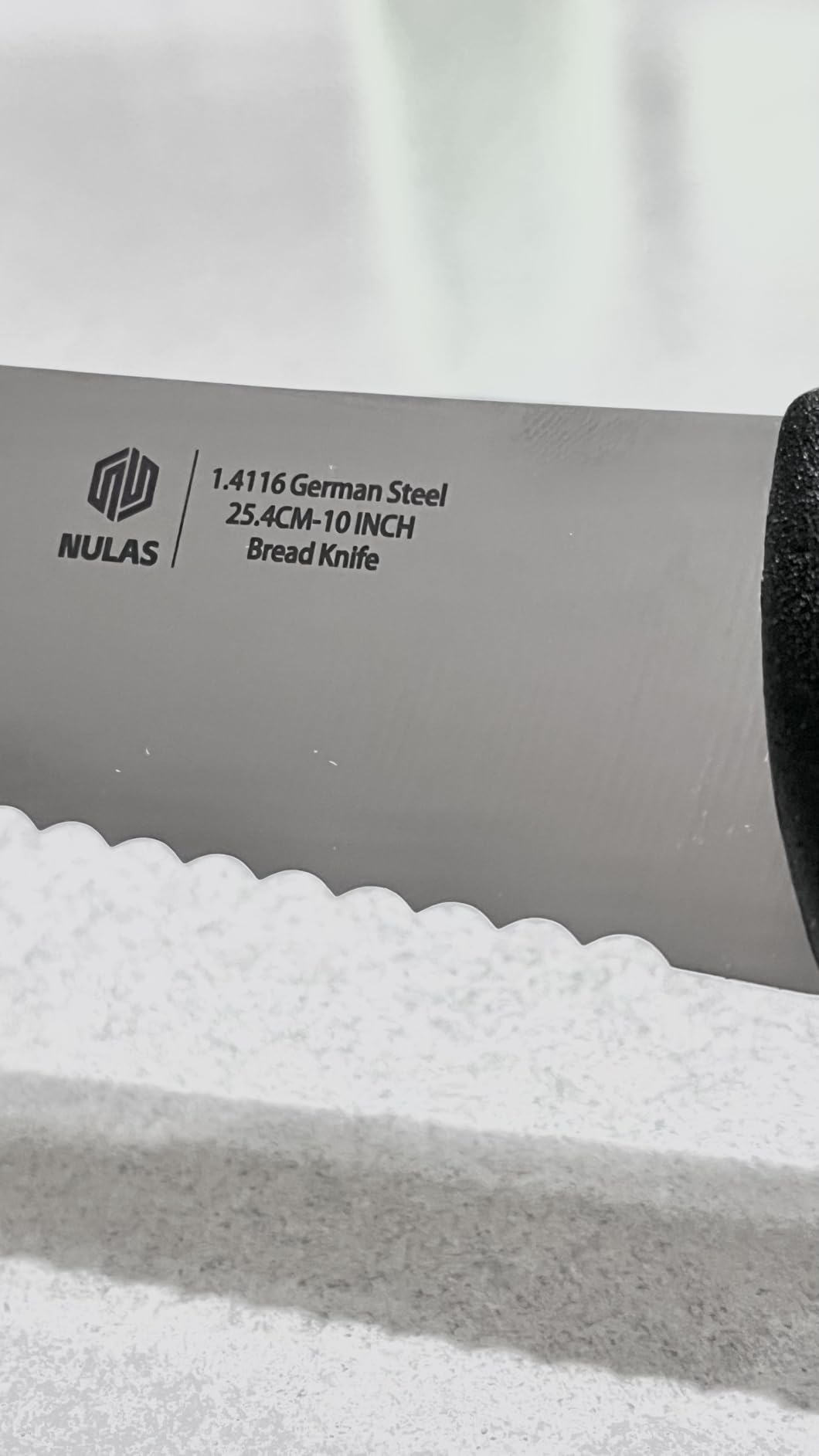 10-Inch Serrated Bread Knife with Sheath for Sourdough, German Steel | 1.4116 stainless steel blade for homemade and artisan loaves with Cover, Black customer photo 1