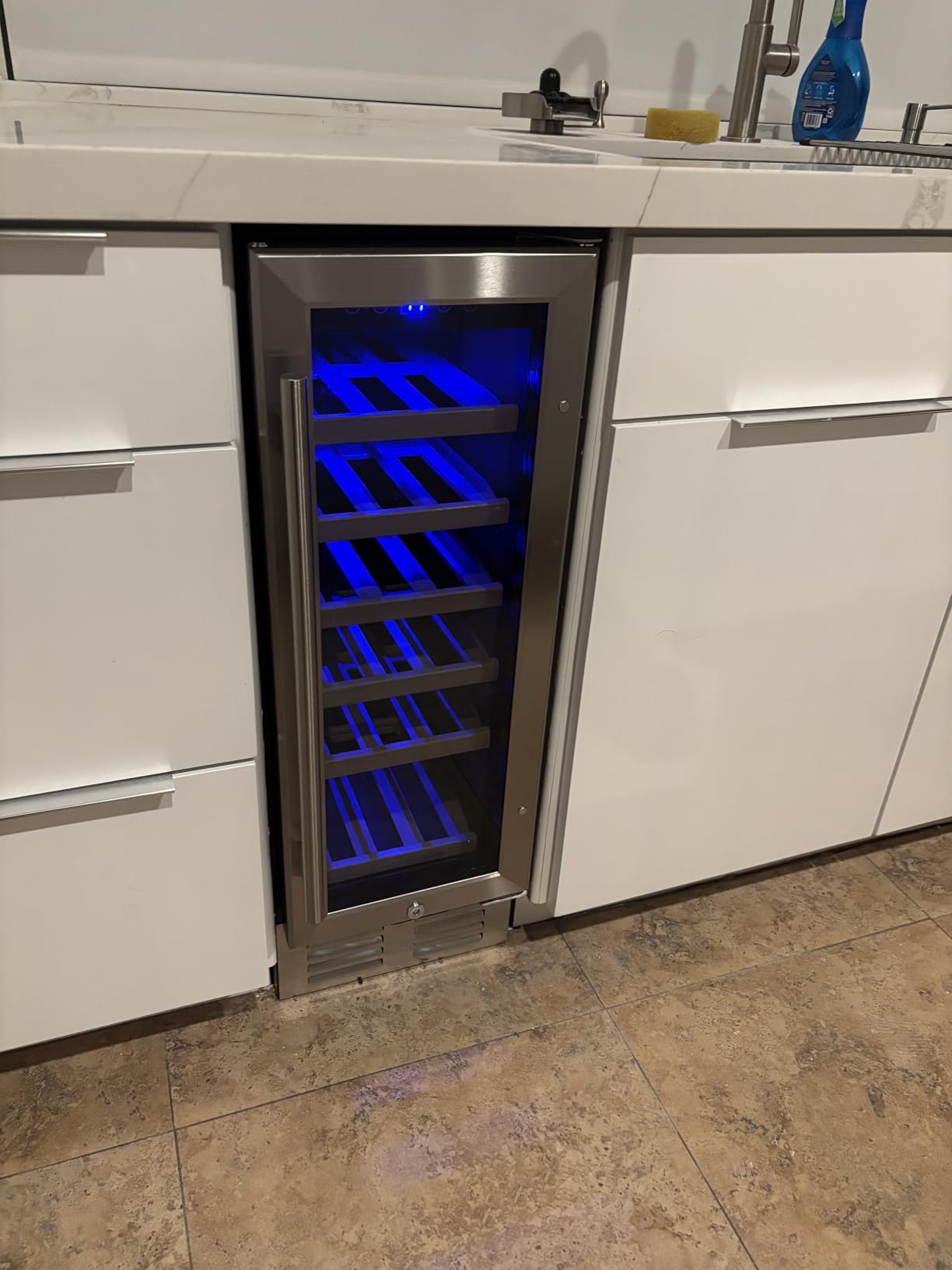 EUHOMY 15 Inch Wine Fridge, 33 Bottle Dual Zone Wine Cooler Refrigerator with Glass Door, Built-In or Freestanding Wine Refrigerator with Digital Temperature Control, for Home, Bar, Office customer photo 1
