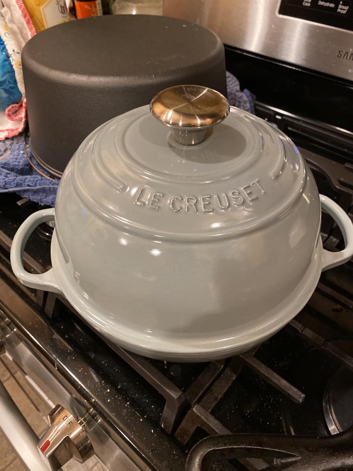 Le Creuset Enameled Cast Iron Signature Oval Bread Oven, 11.5 inch, Sea Salt customer photo 2