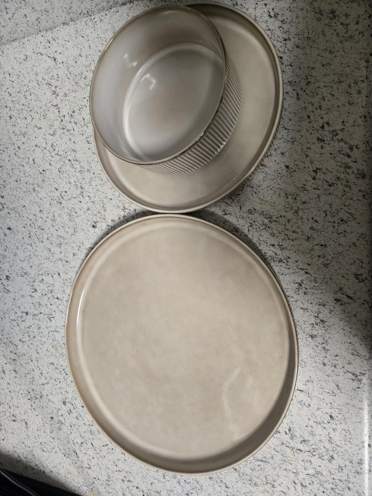 GBHOME Stoneware Dinnerware Sets for 6, 18-Piece Plates and Bowls Set | Handmade Reactive Glaze Ceramic Dish Set, Scratch Resistant, Dishwasher&Microwave Safe, Barley Latte customer photo 1